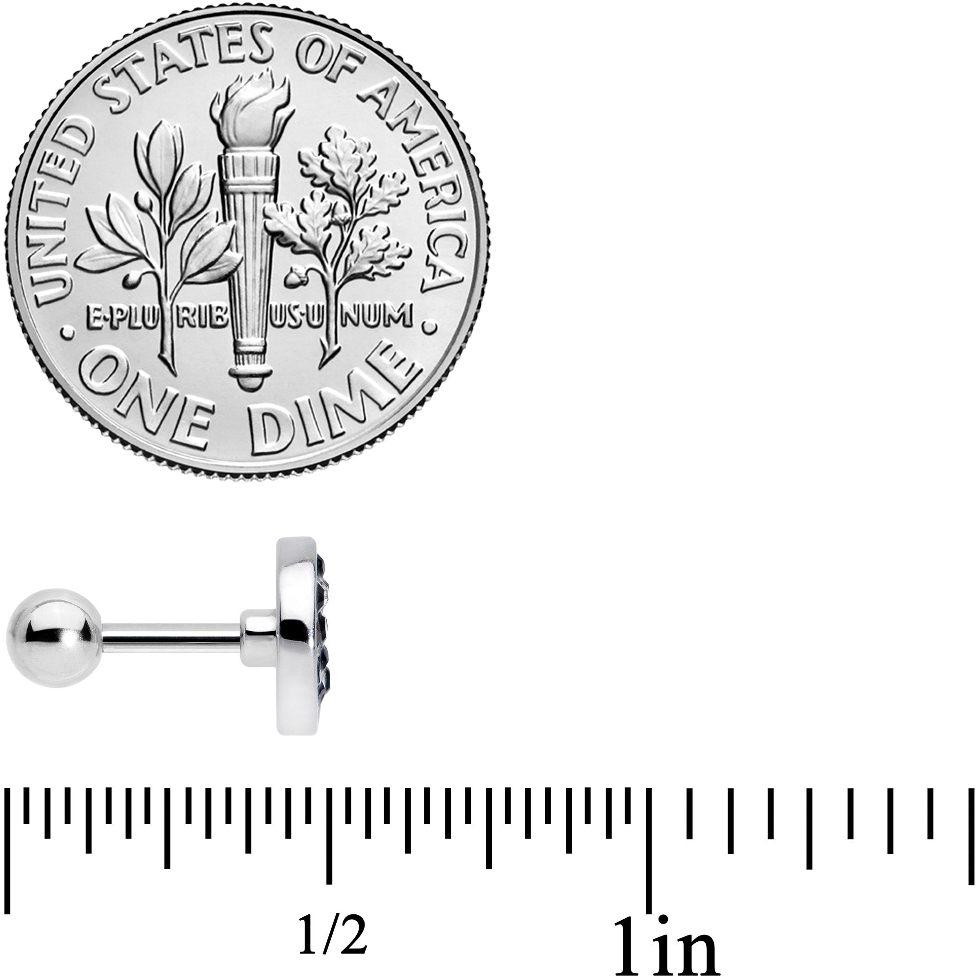 16G 1/4 Clear Black Gem Yin Yang Cartilage Tragus