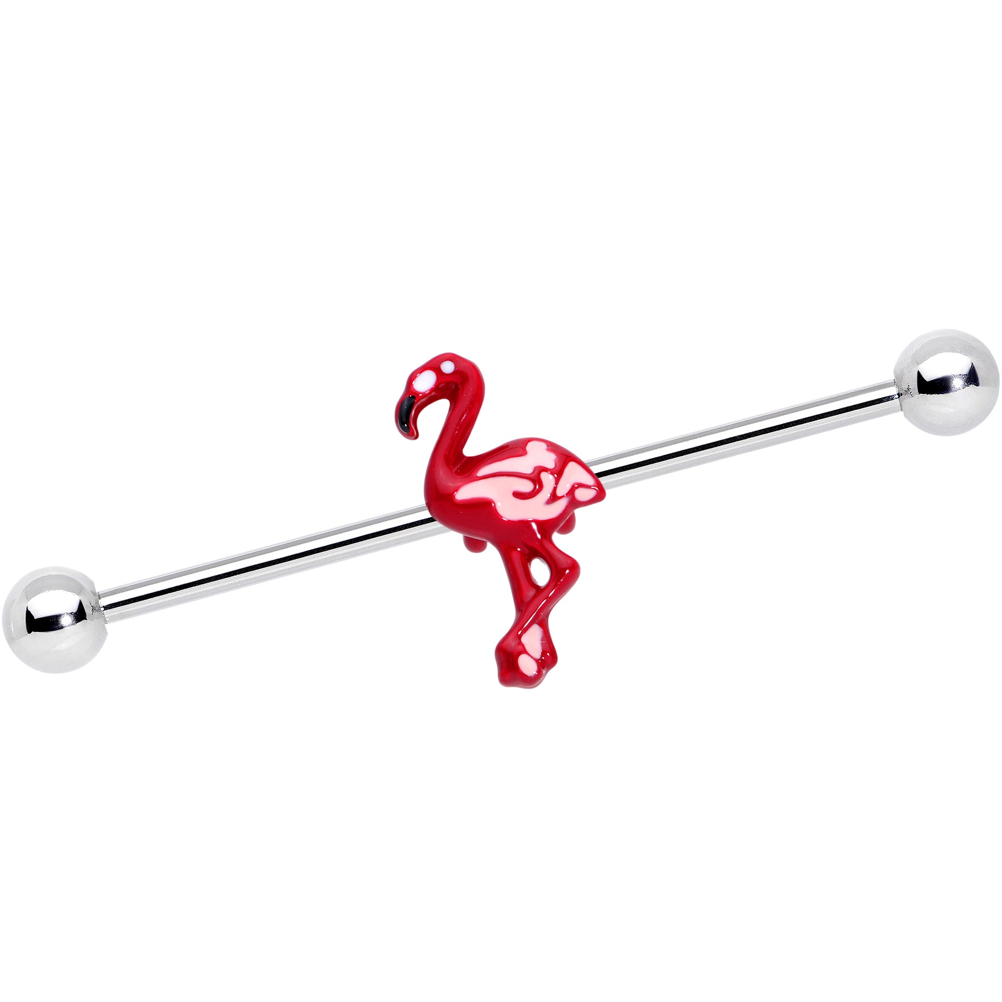 14G Red Pink Flamingo Industrial Barbell 38mm