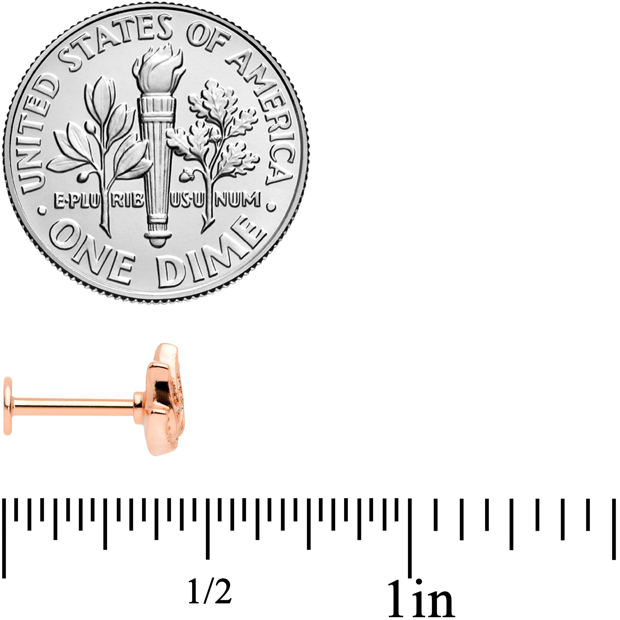 16G 5/16 Clear Gem Rose Gold Tone Lotus Labret Monroe Tragus