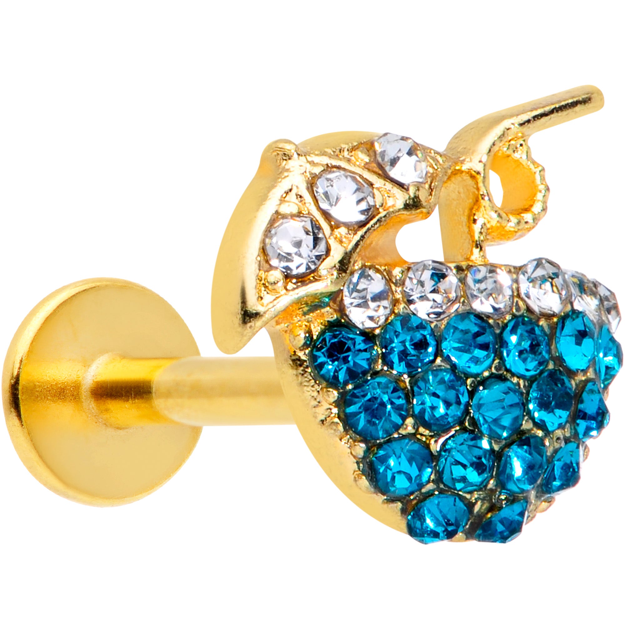 16G 5/16 Aqua Gem Gold Tone Tropical Drink Labret Monroe Tragus