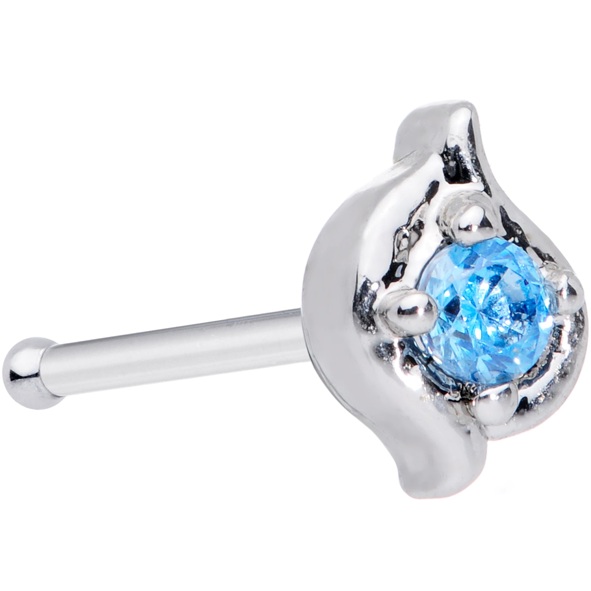 20G 3/8 Blue Gem Swirl Nose Bone
