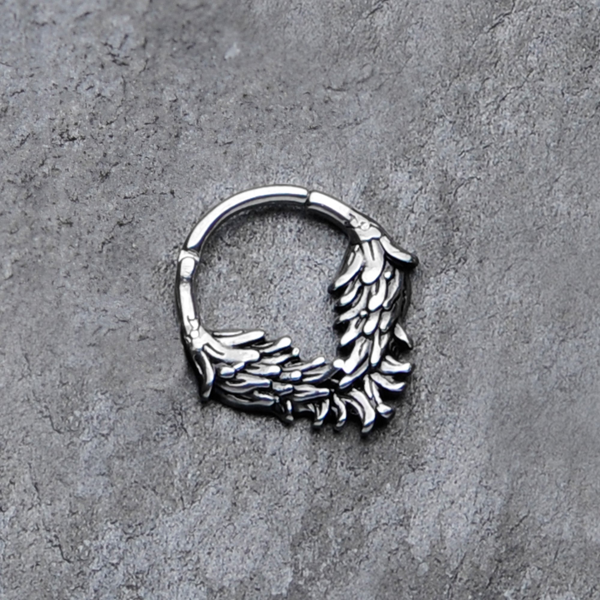 16G 3/8 Angelic Wings Hinged Segment Ring