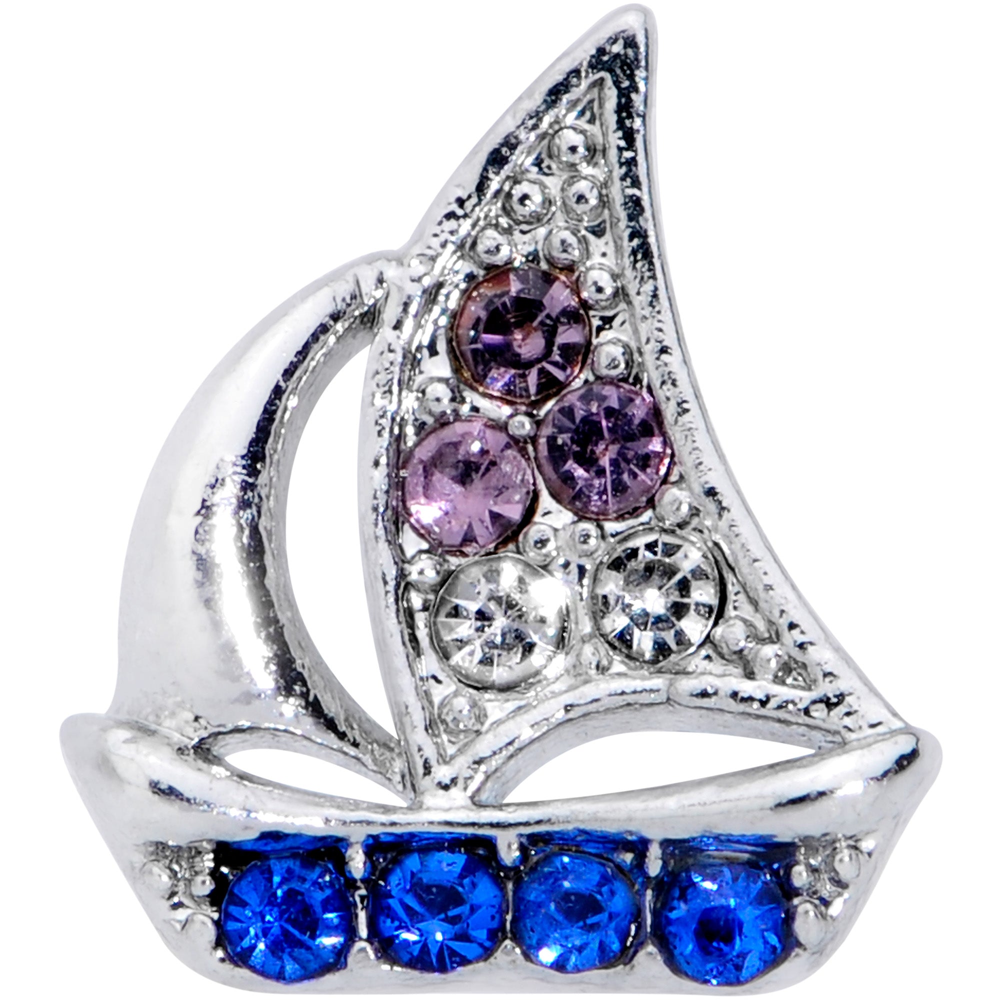 16G 1/4 Blue Purple Gem Sailboat Cartilage Tragus