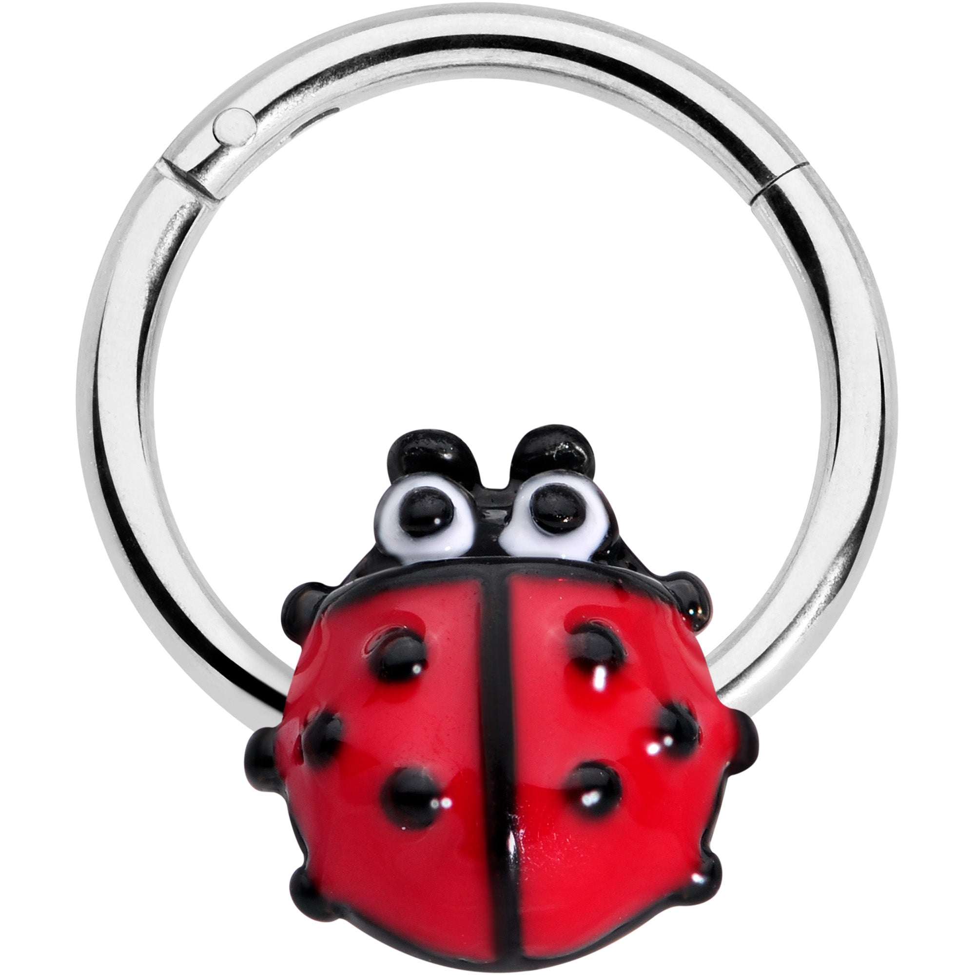 16G 3/8 Whimsical Ladybug Hinged Segment Ring