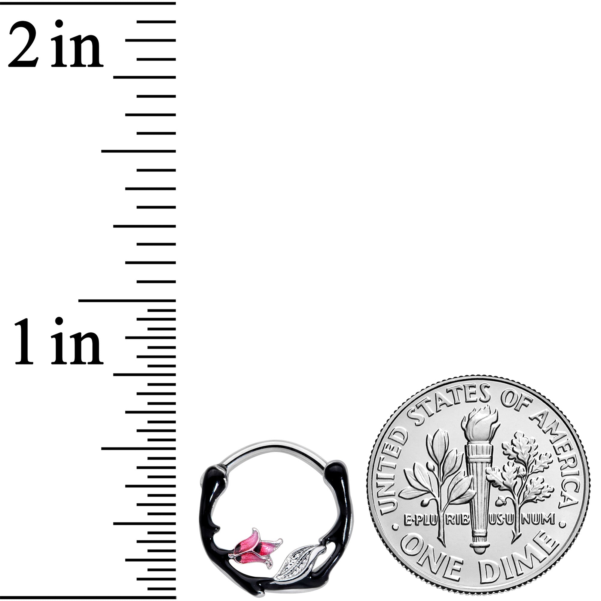 16G 3/8 Pink Flower Black Cartilage Clicker