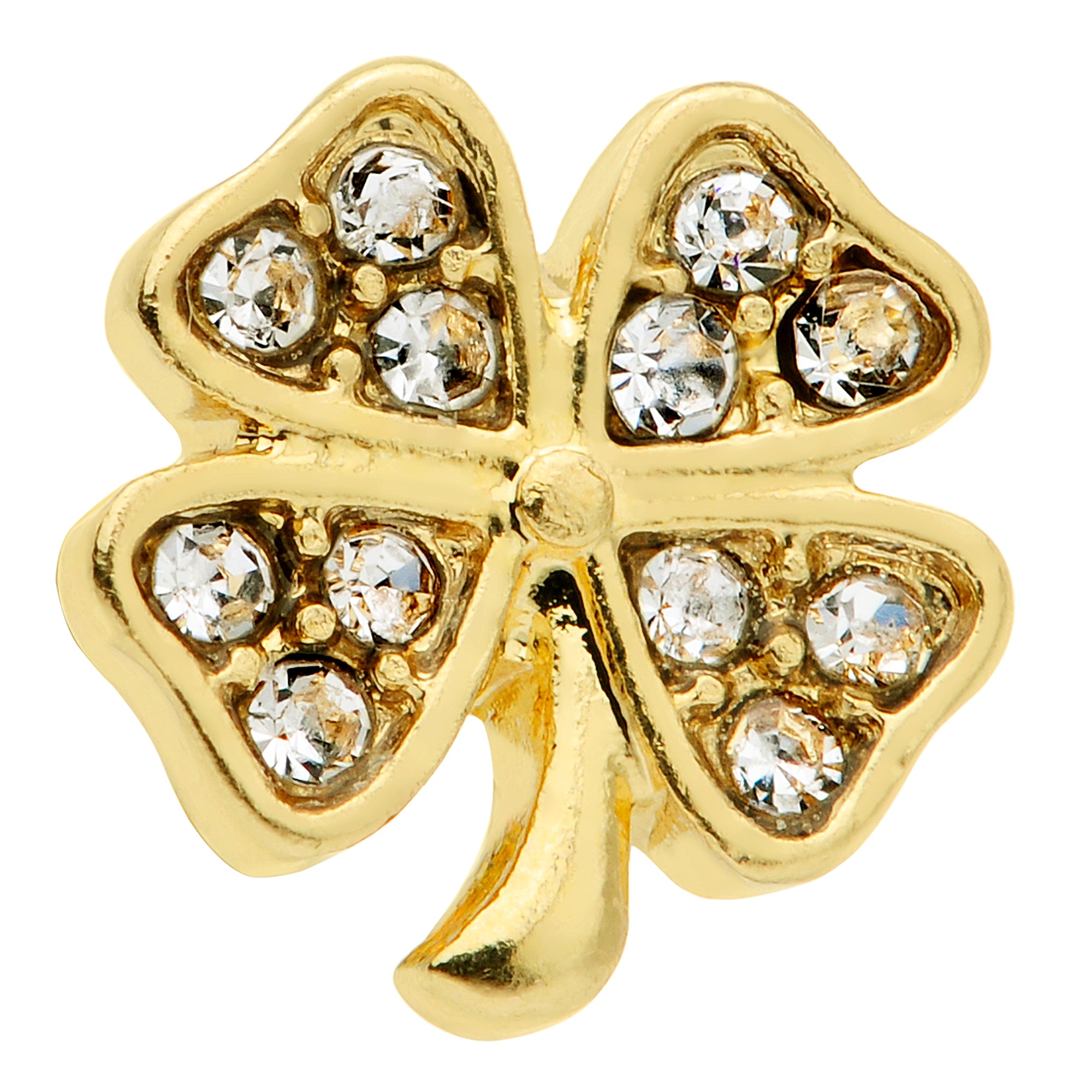 20G 5/16 Clear Gem Gold Tone Shamrock St Patricks Day Nose Hoop