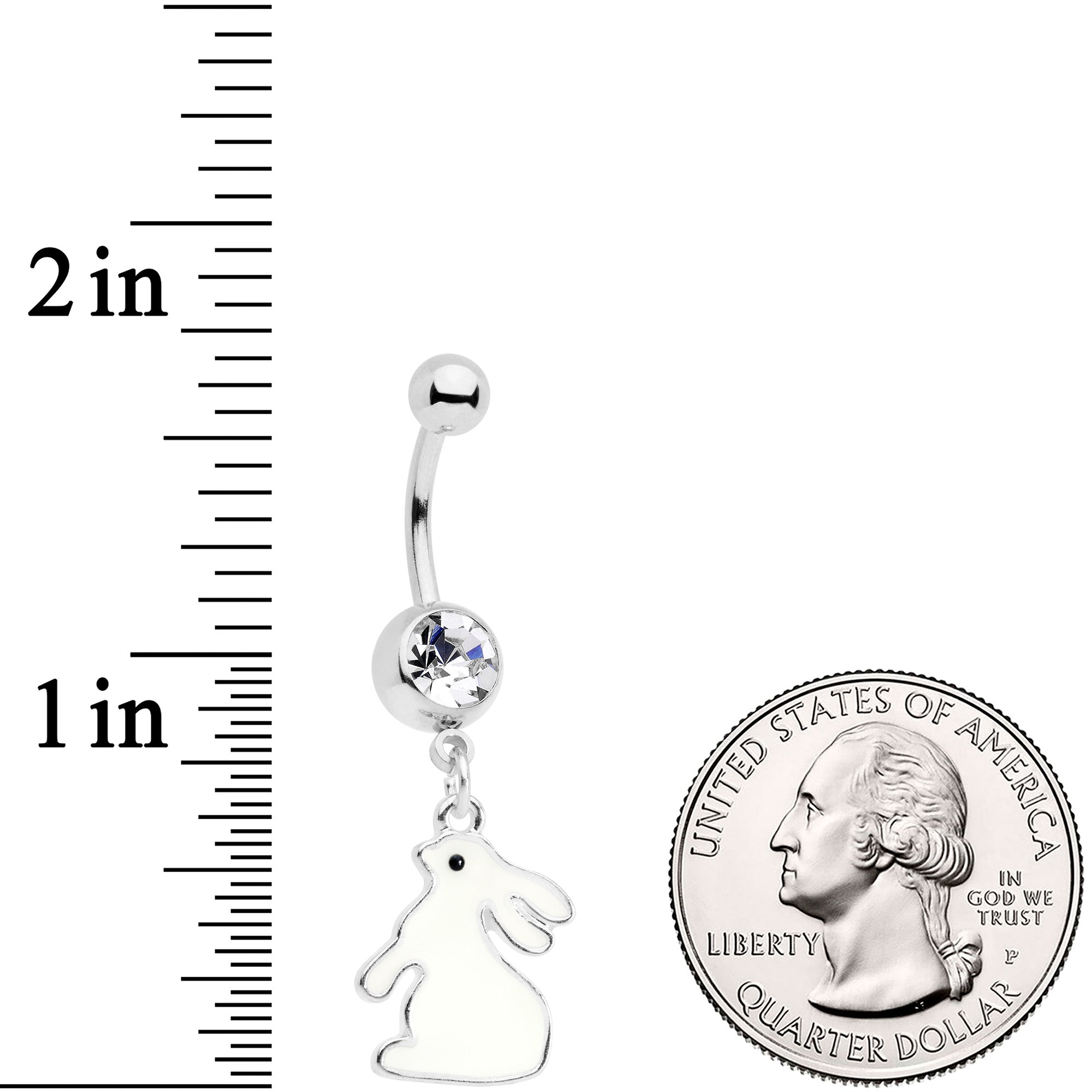 Clear Gem Easter Bunny Glow in the Dark Dangle Belly Ring