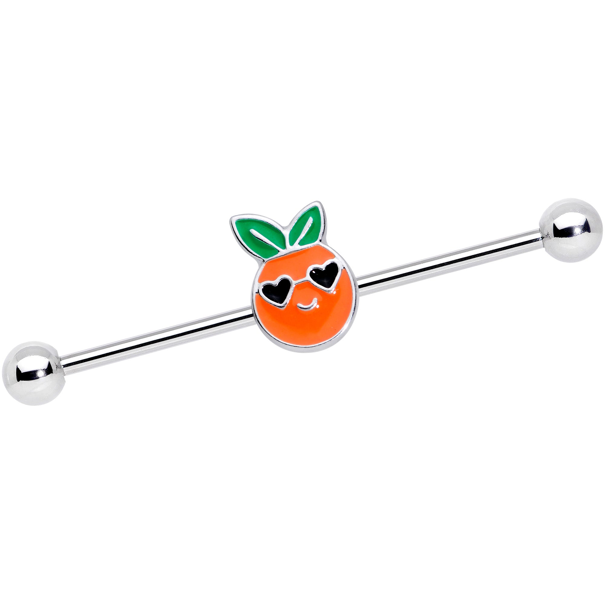 14G Citrus Fun Orange Fruit Industrial Barbell 38mm