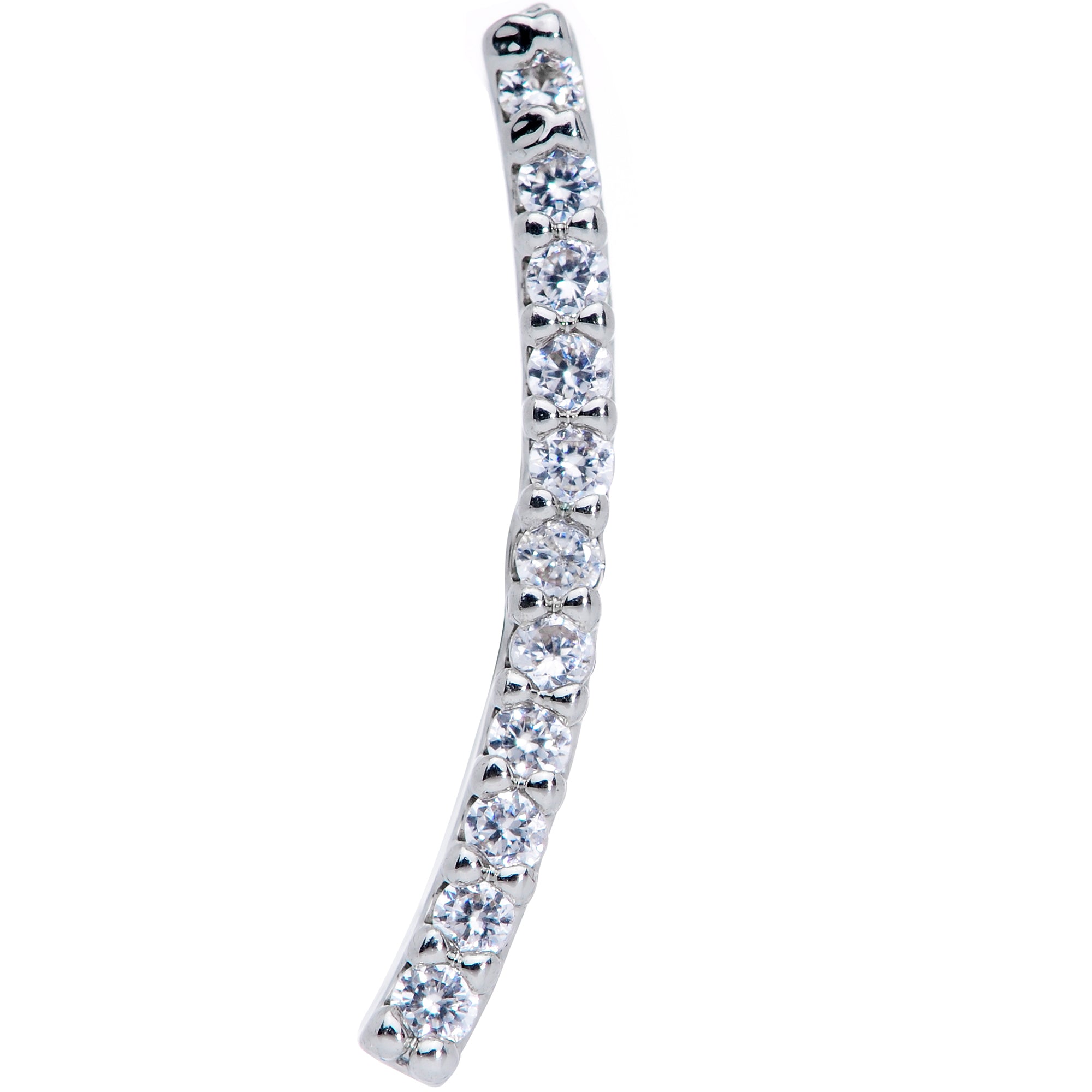 16G 1/4 Clear CZ Gem Curve Internal Thread Labret Monroe Tragus