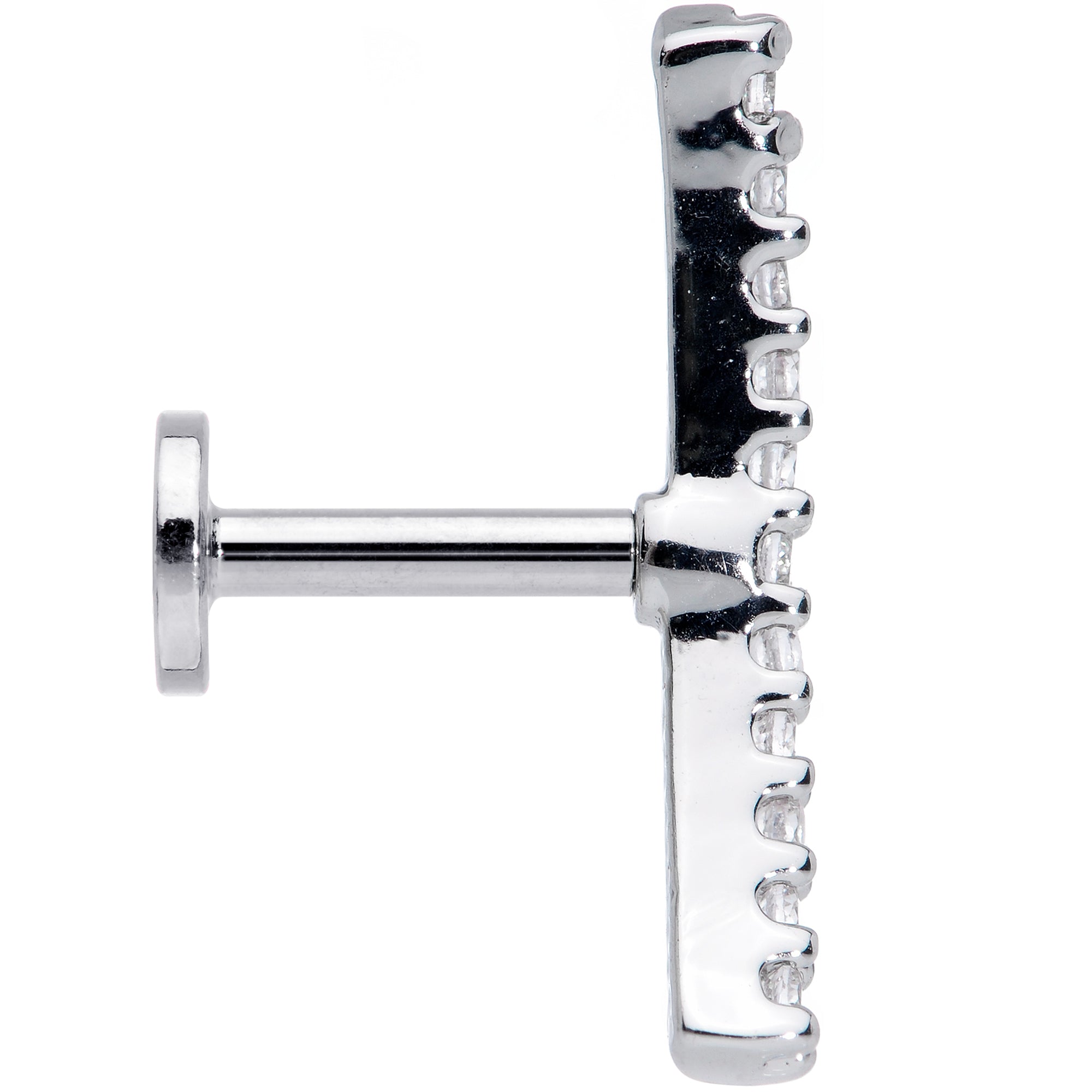 16G 1/4 Clear CZ Gem Curve Internal Thread Labret Monroe Tragus