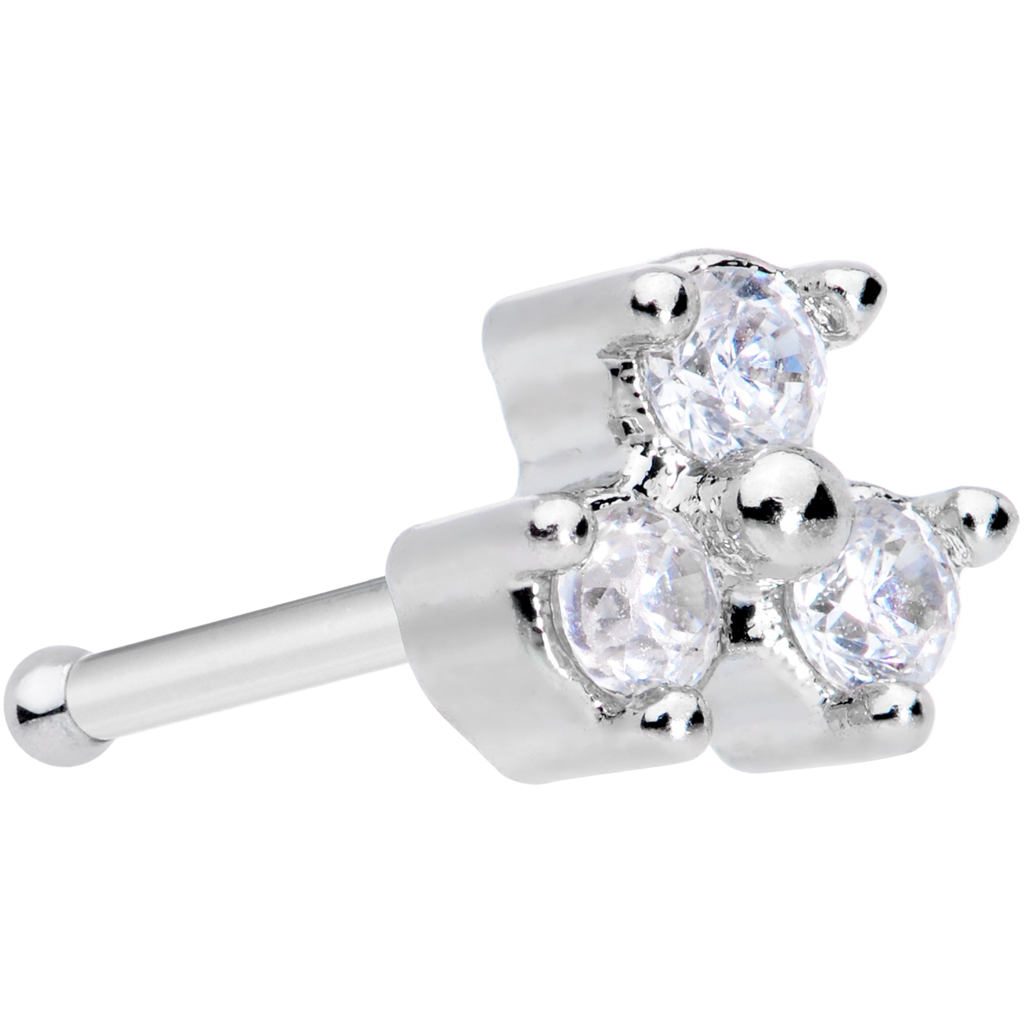 20G 5/16 Clear CZ Gem Triple Triangle Nose Bone