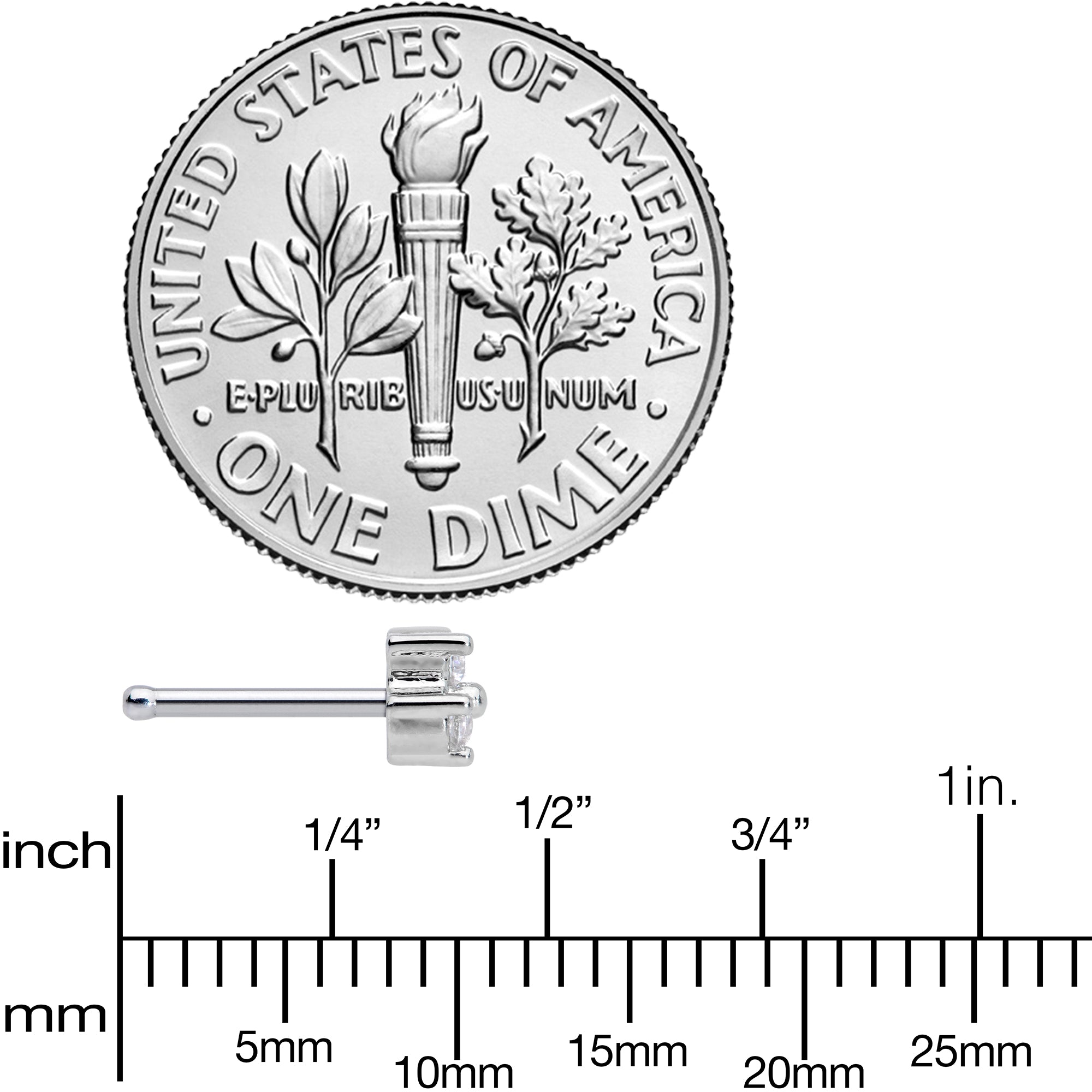 20G 5/16 Clear CZ Gem Triple Triangle Nose Bone