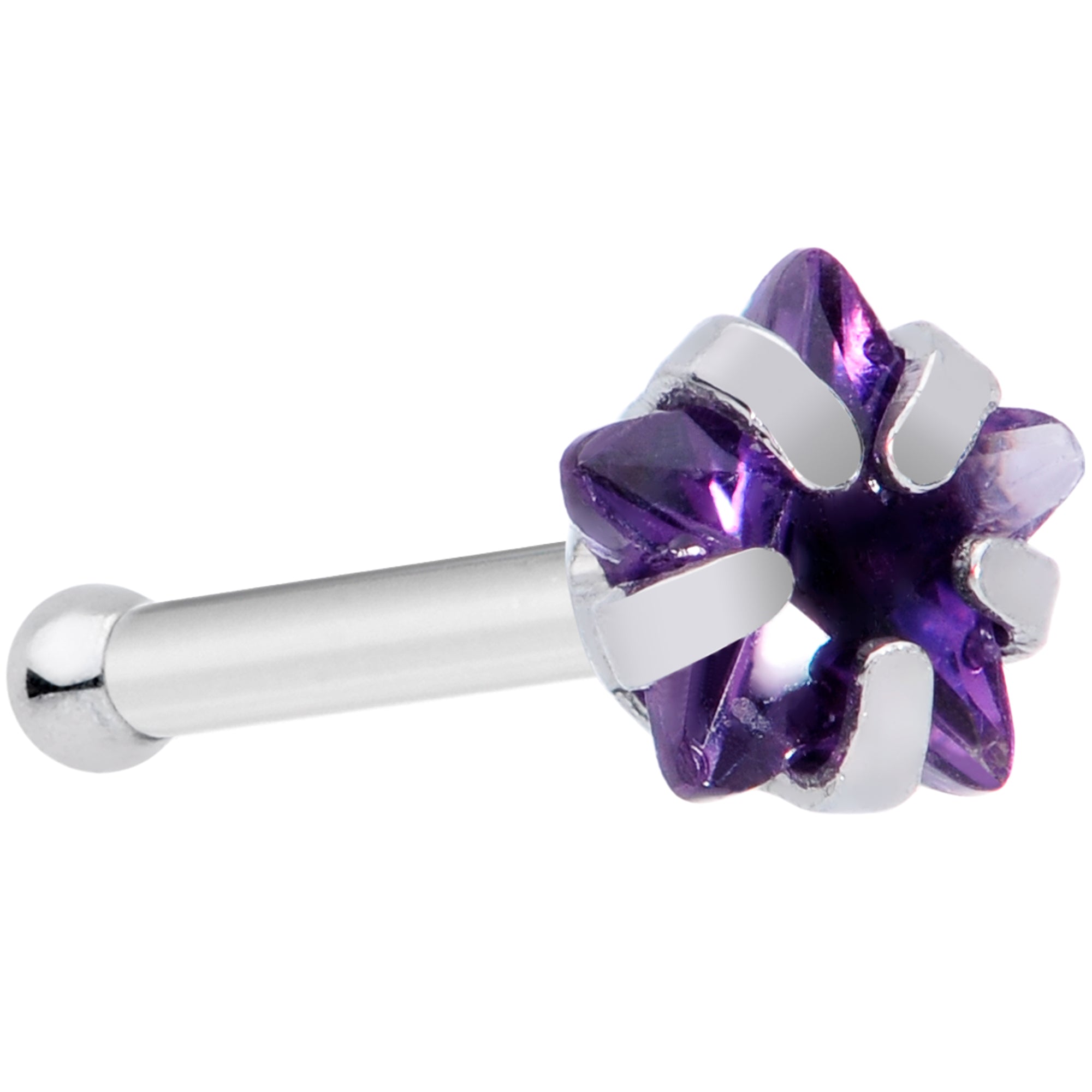 20G 5/16 Purple CZ Gem Star Nose Bone 3mm