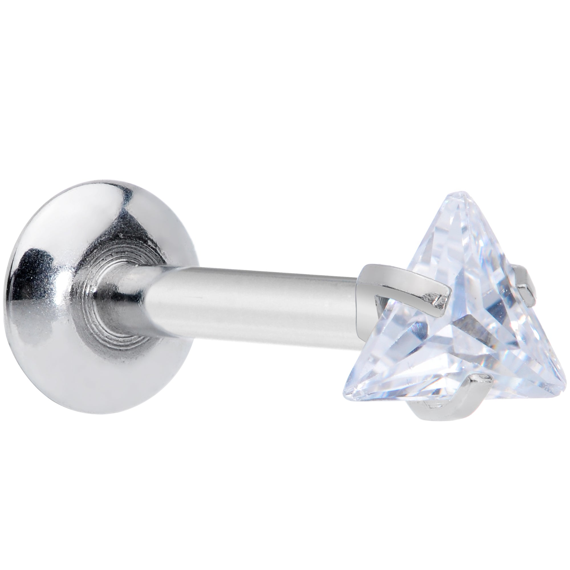 16G 5/16 Clear CZ Gem Triangle Internal Thread Labret Tragus