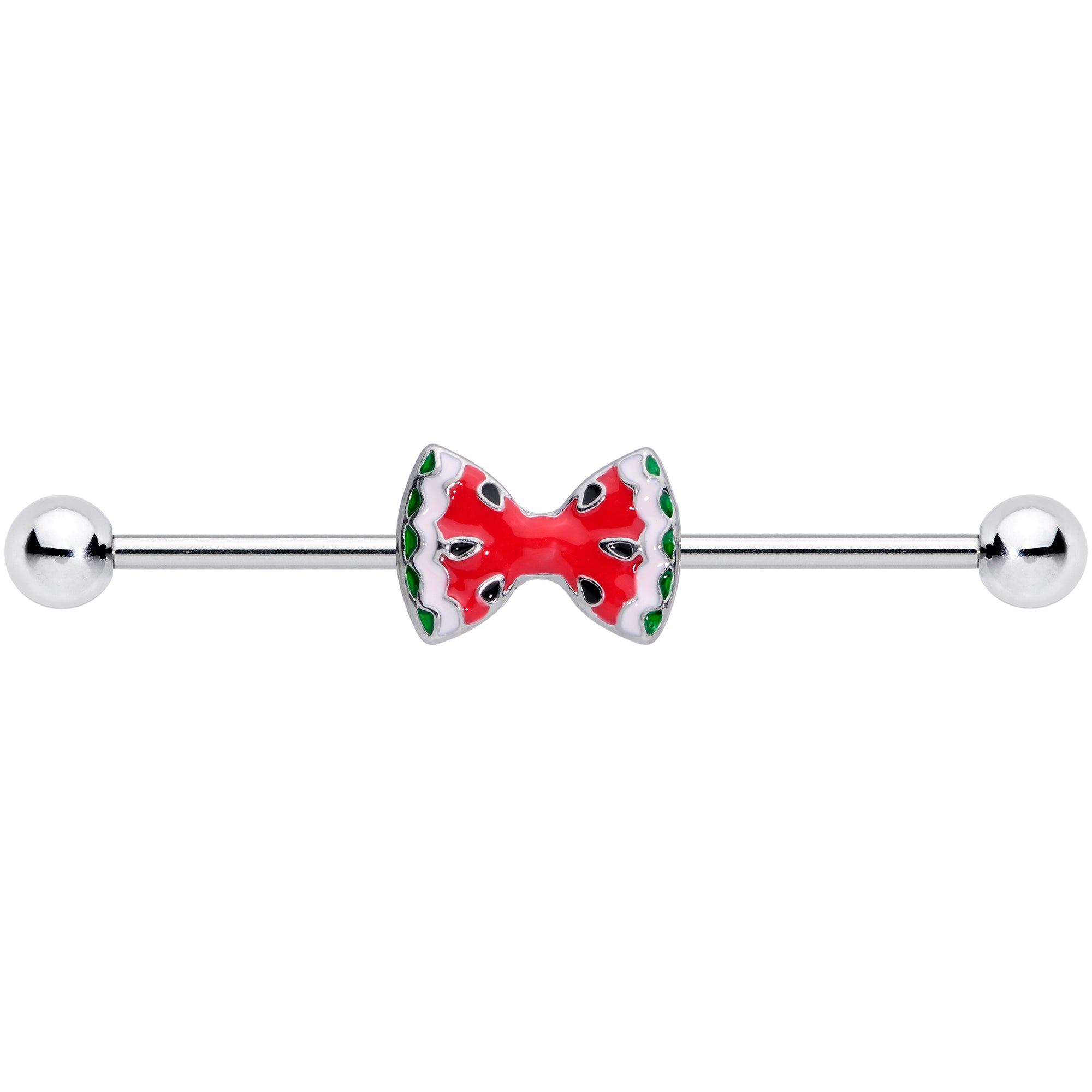 14G Red Sweet Summer Watermelon Bow Industrial Barbell 38mm