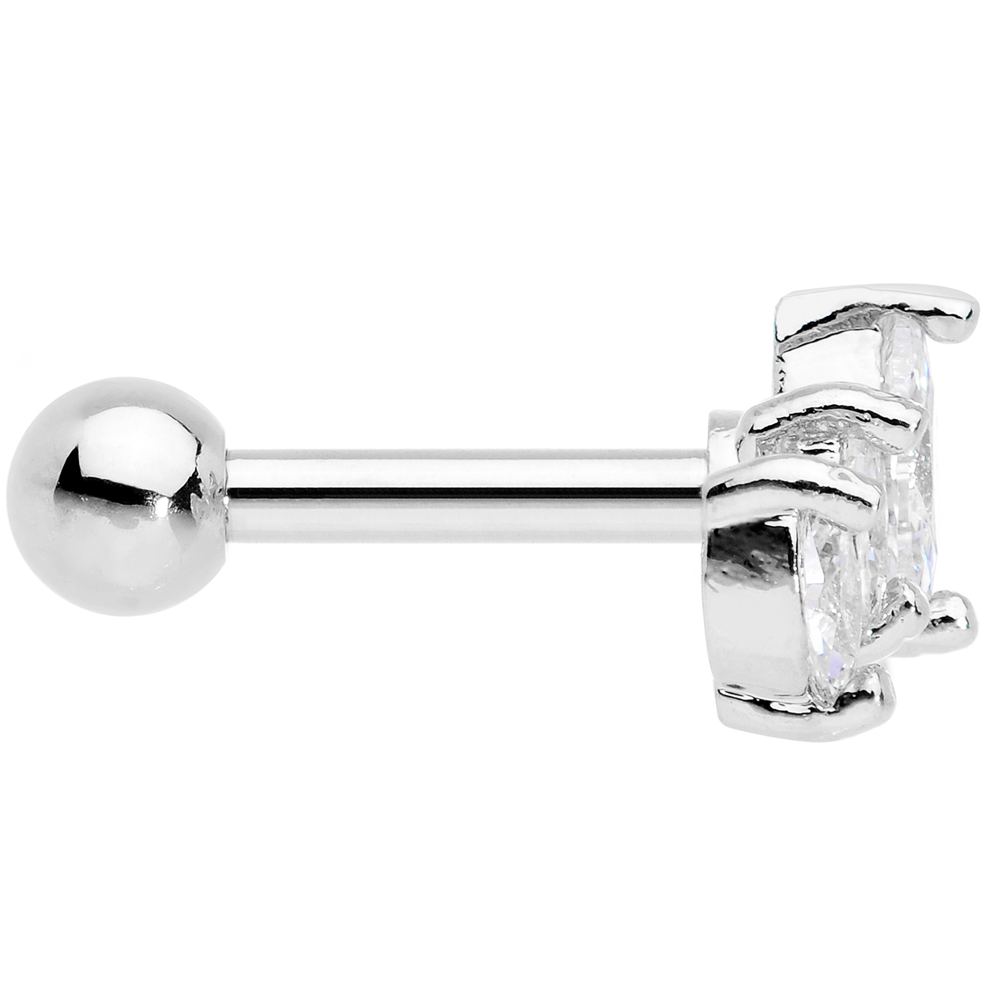 16G 1/4 Clear CZ Gem Crown Cartilage Tragus Earring