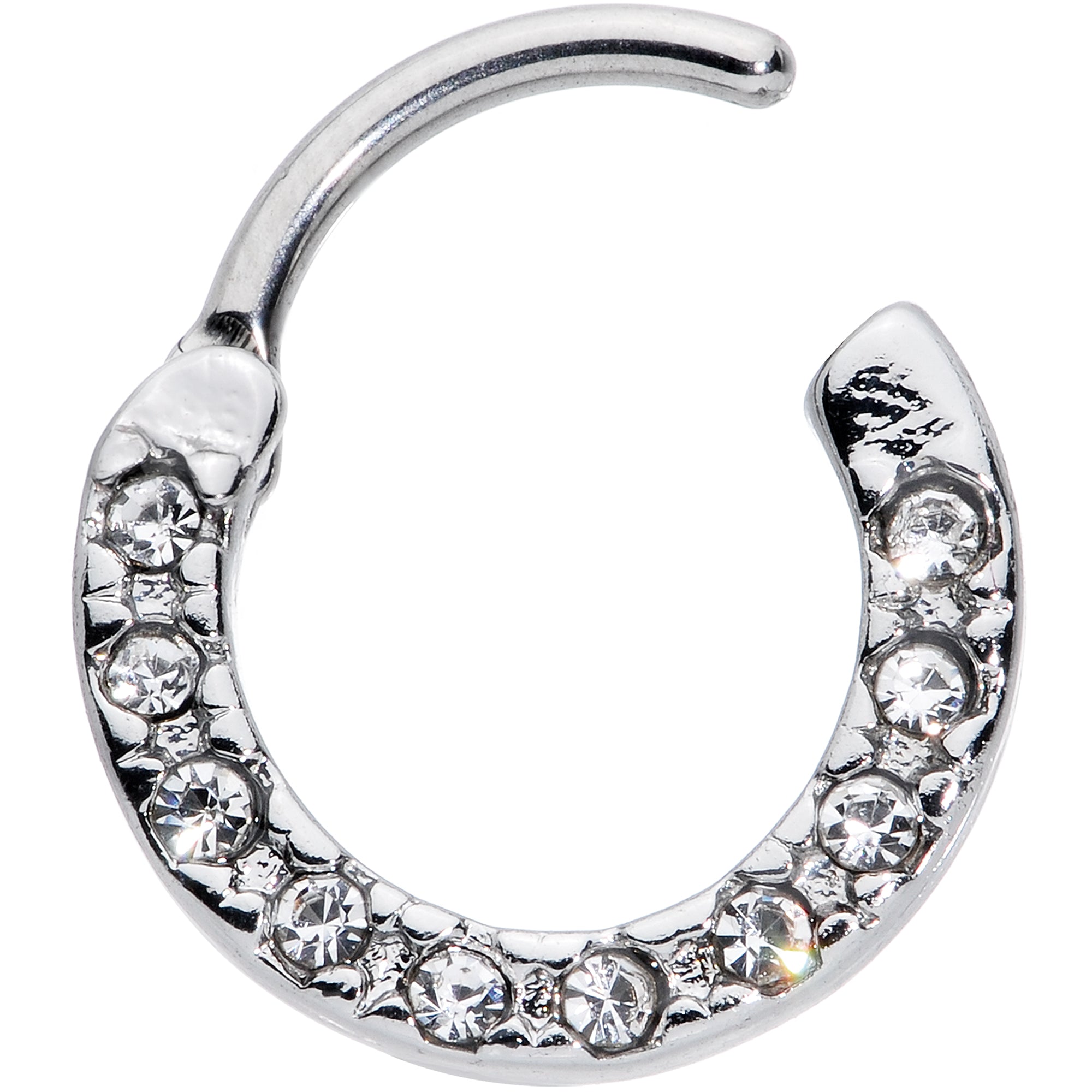 16G 5/16 Clear CZ Gem Grade 23 Titanium Total Glam Septum Clicker