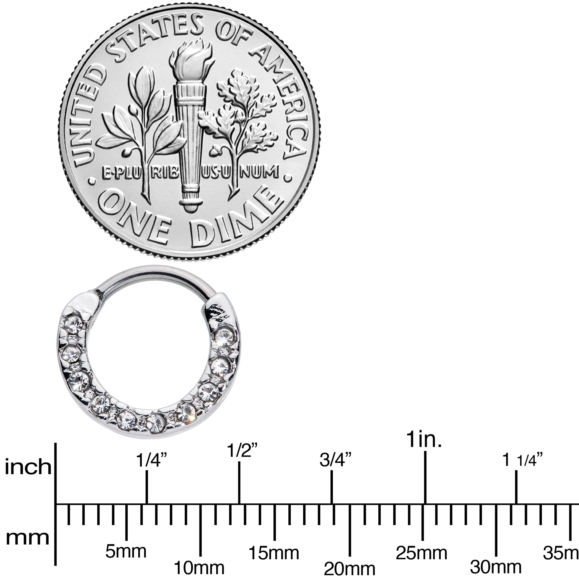 16G 5/16 Clear CZ Gem Grade 23 Titanium Total Glam Septum Clicker