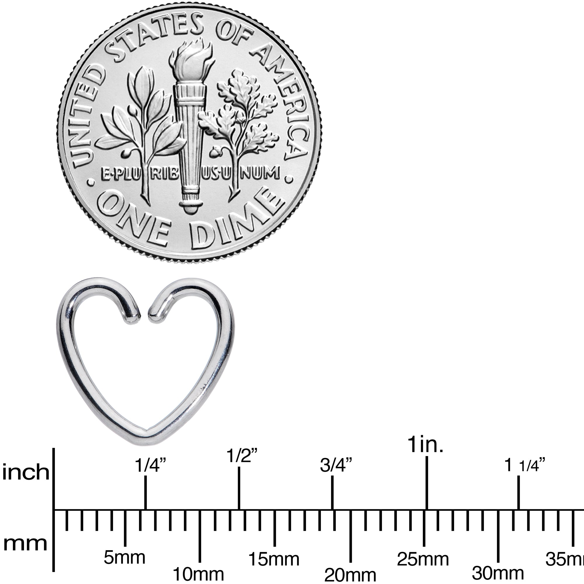 16G 1/4 Grade 23 Titanium Hollow Heart Closure Ring