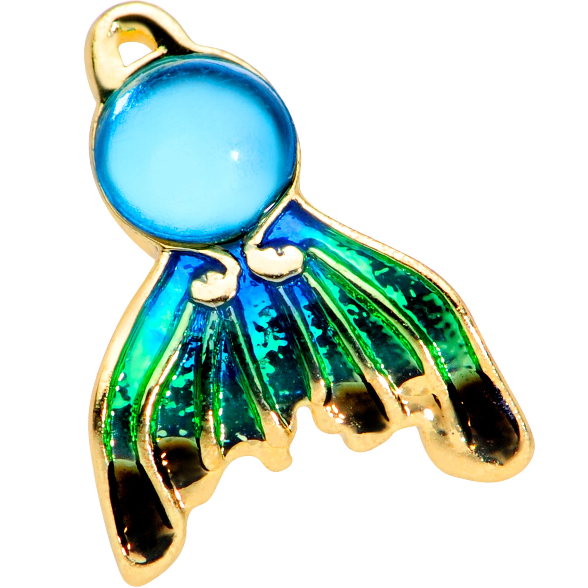 16G 1/4 Gold Tone Blue Green Mermaid Tail Cartilage Tragus