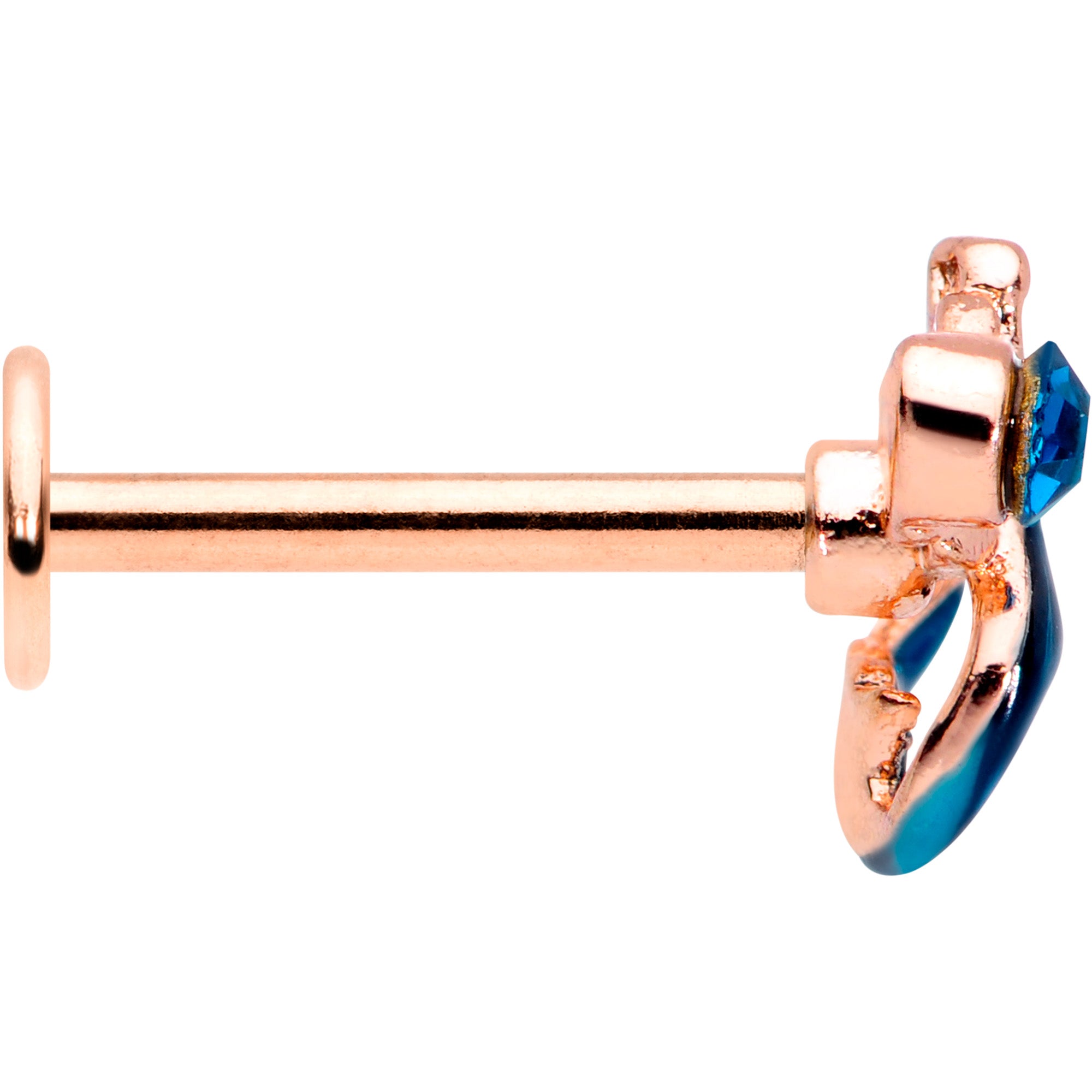 16G 5/16 Blue Gem Rose Gold Tone Mermaid Labret Monroe Tragus