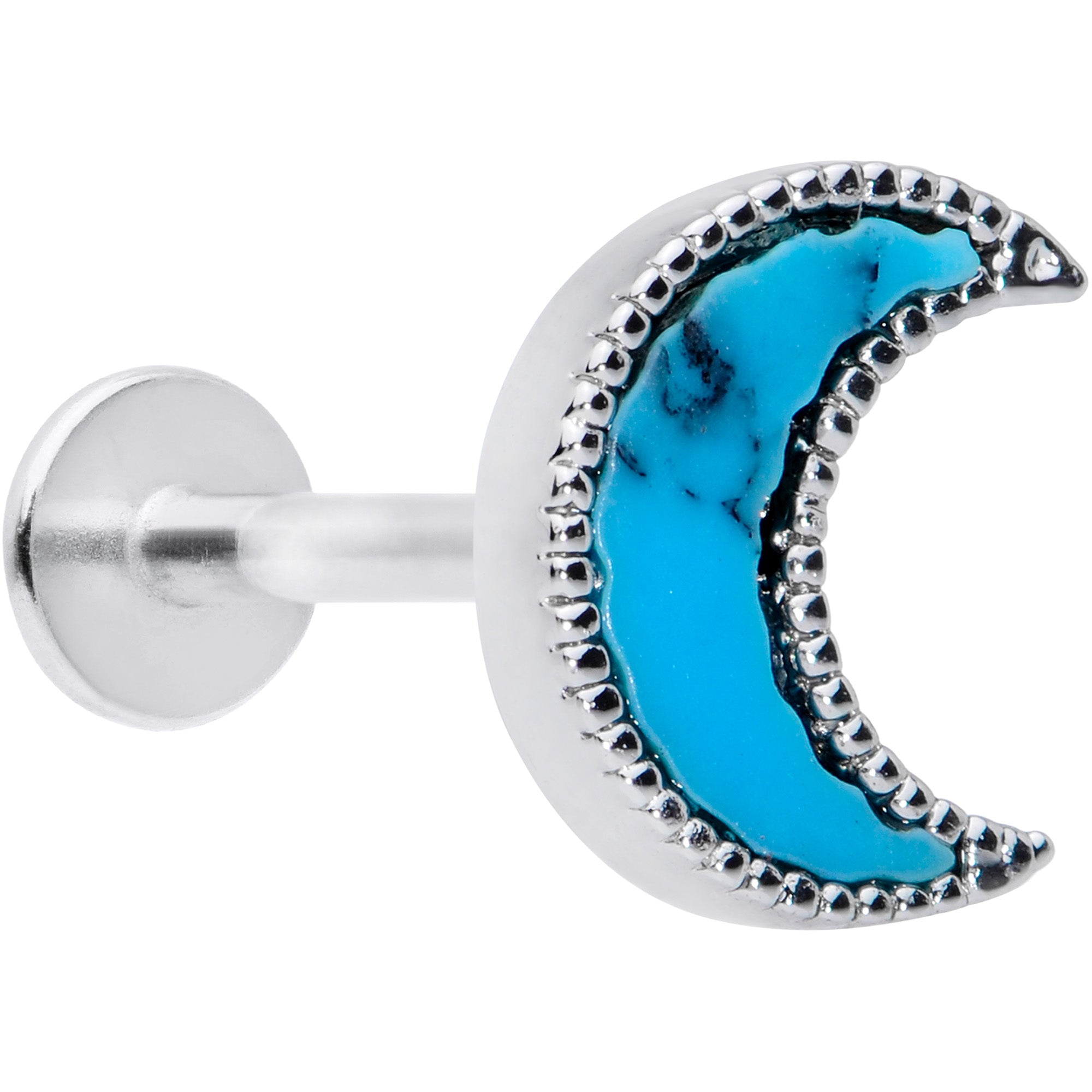 16G 5/16 Faux Turquoise Crescent Moon Labret Tragus Monroe
