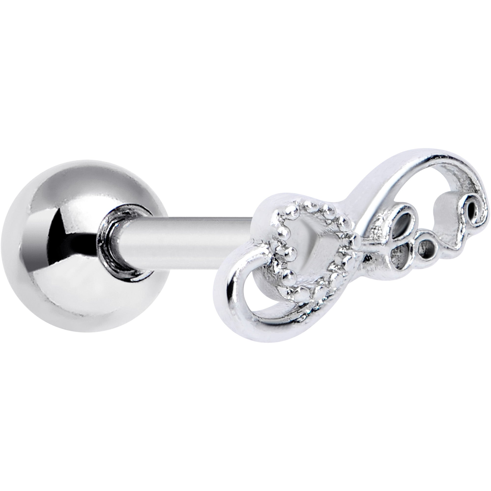 16G 1/4 Infinity Heart Valentines Day Cartilage Tragus Earring