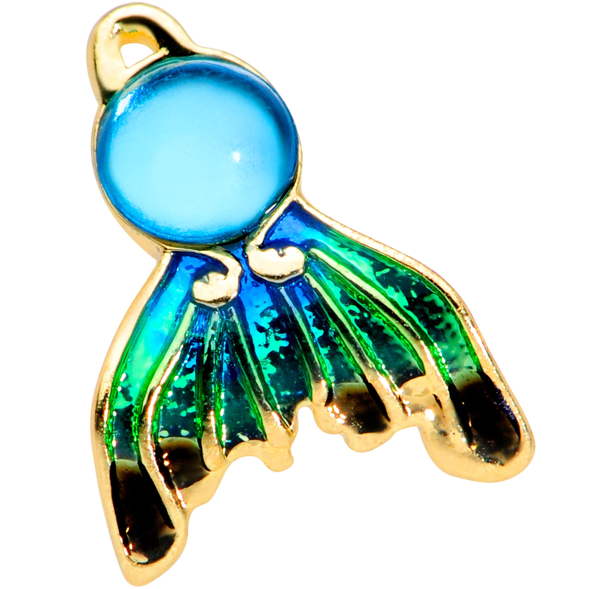 16G 5/16 Gold Tone Blue Green Mermaid Tail Labret Monroe Tragus