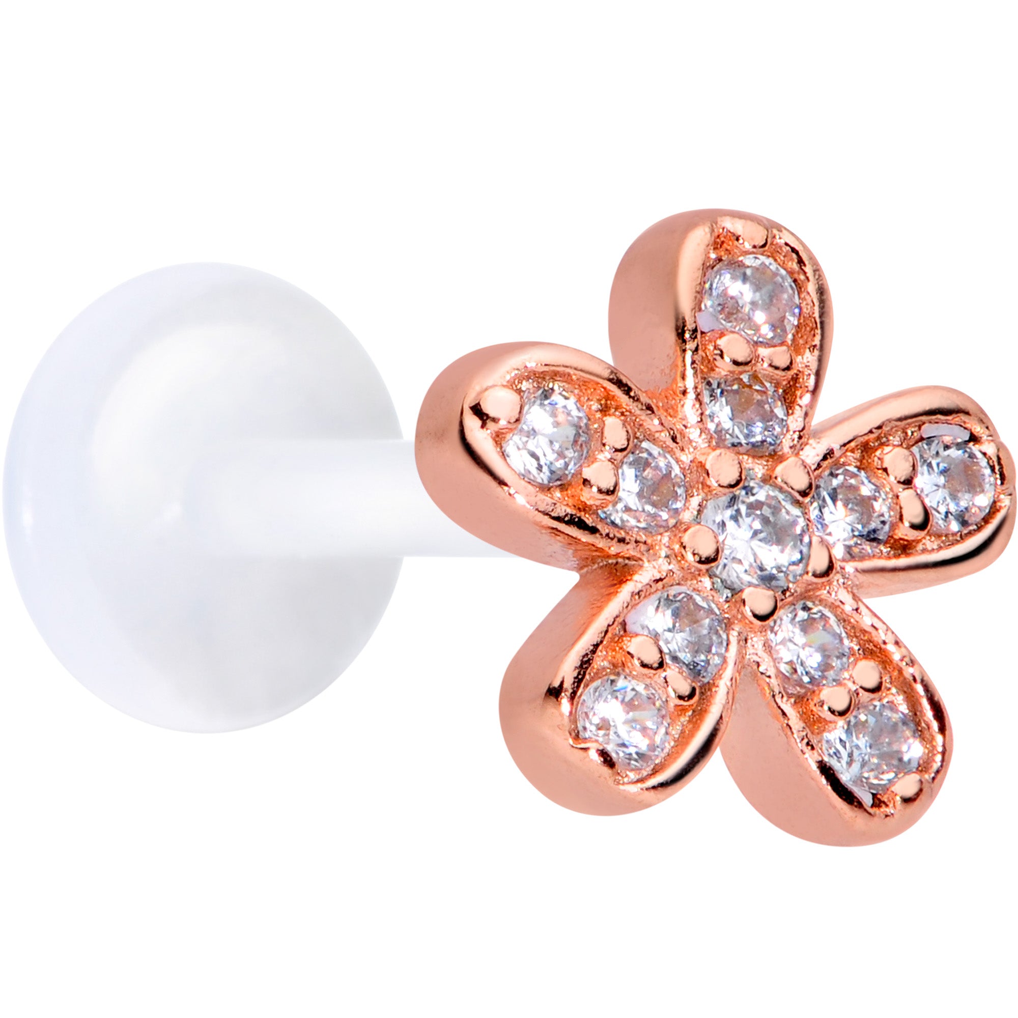 16G 5/16 Clear Gem Flexible Bioplast Hippie Flower Labret Monroe Tragus