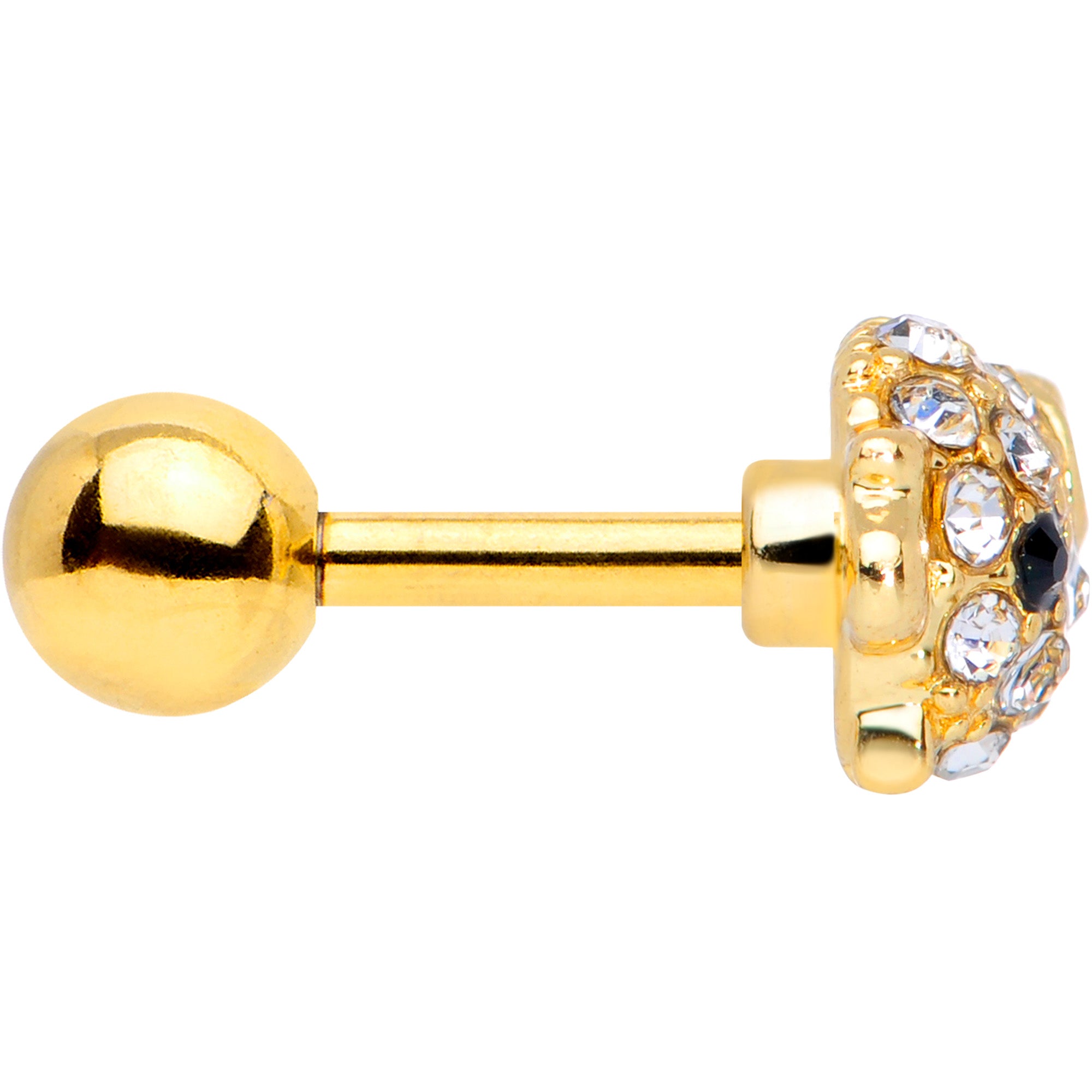 16G 1/4 Clear Gem Gold Tone Fish Cartilage Tragus Earring