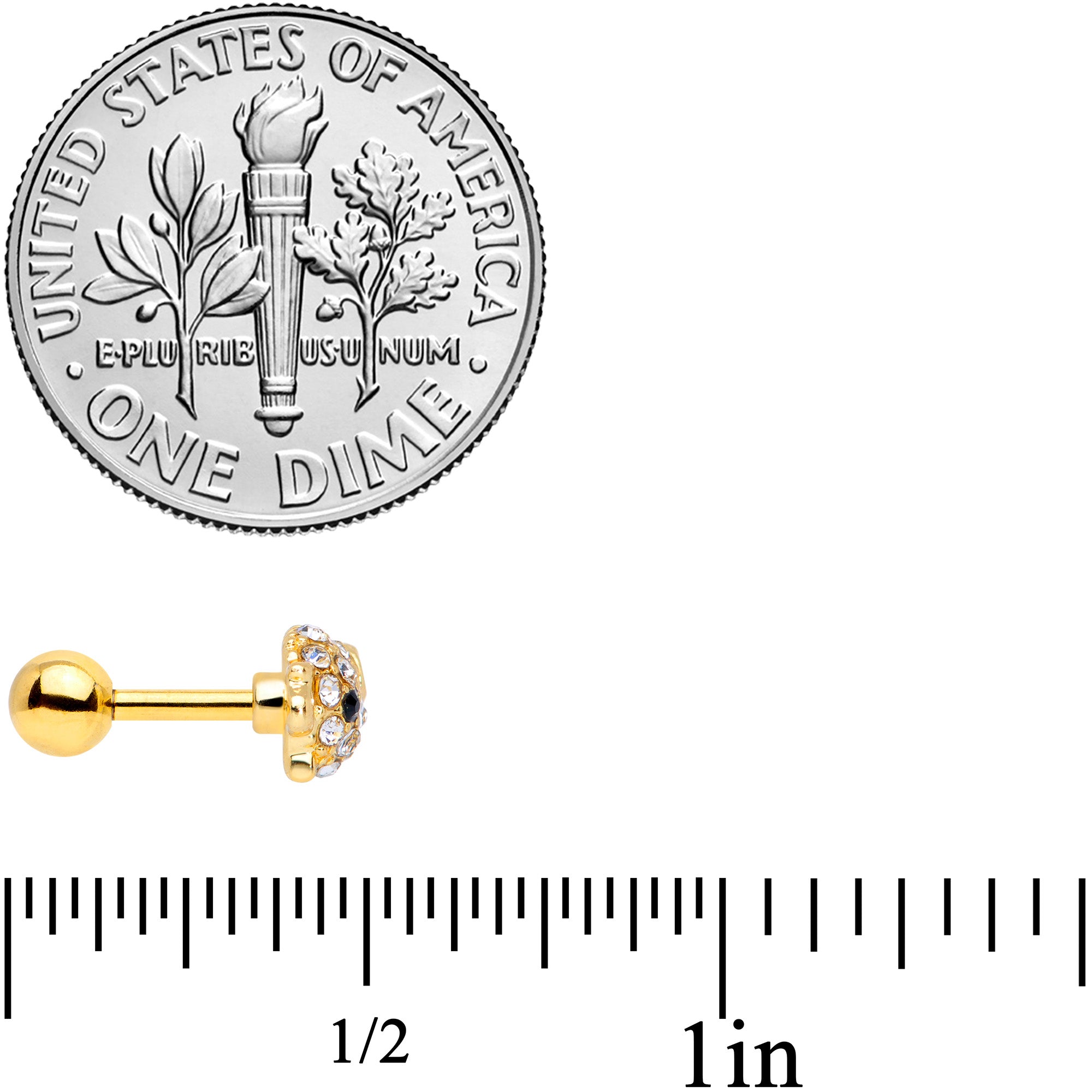 16G 1/4 Clear Gem Gold Tone Fish Cartilage Tragus Earring