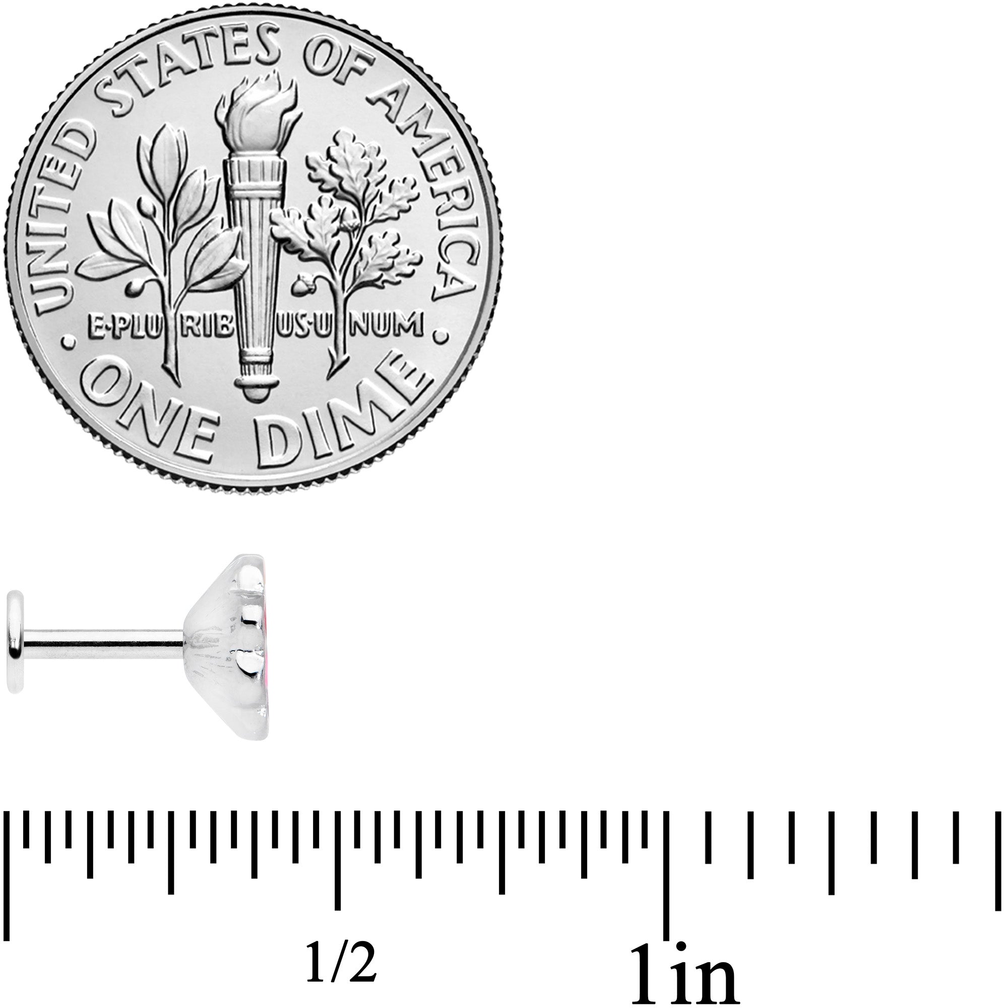 16G 1/4 Rainbow Hippie Flower Labret Monroe Tragus