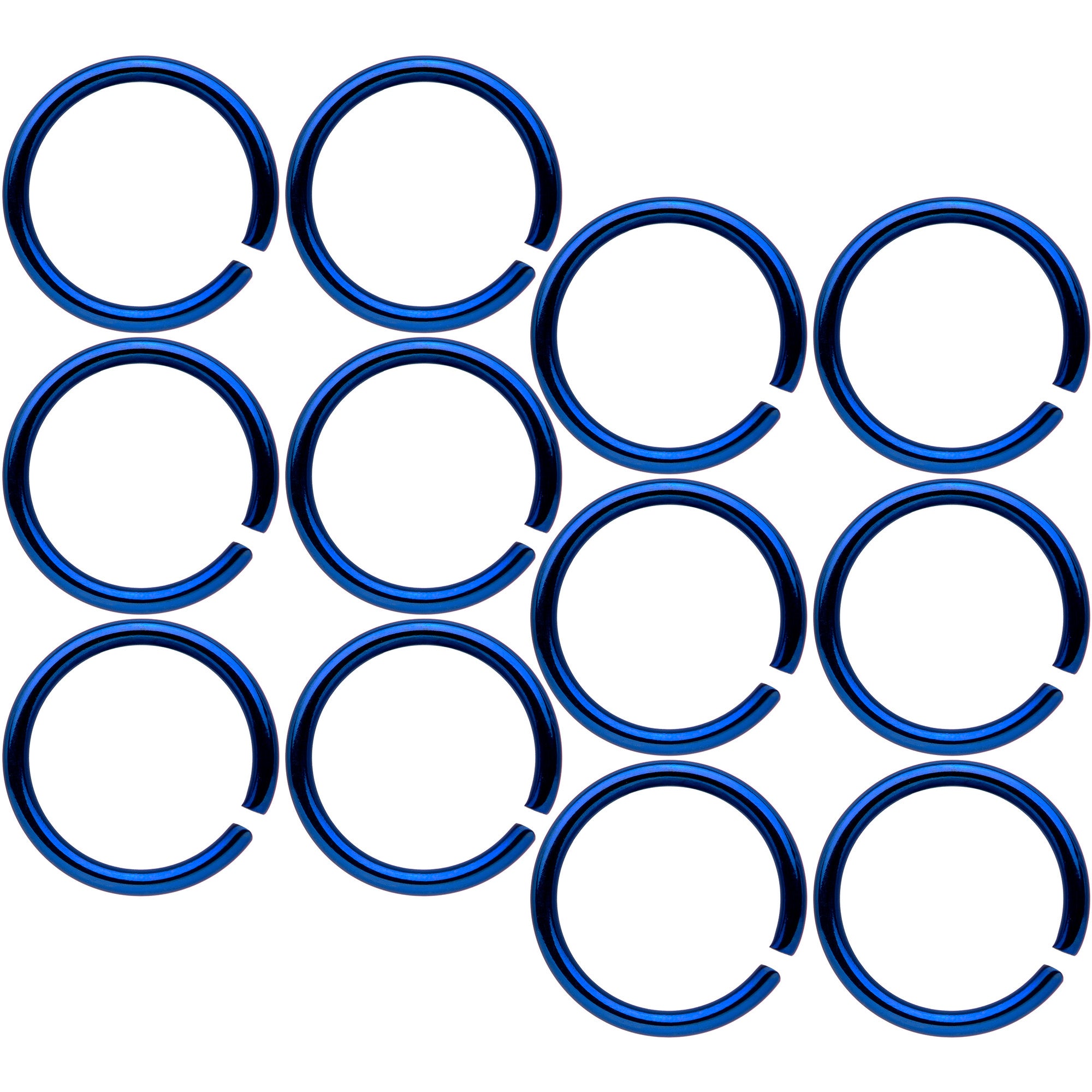 18G 5/16 Blue Tone Anodized Seamless Circular Ring Set of 12