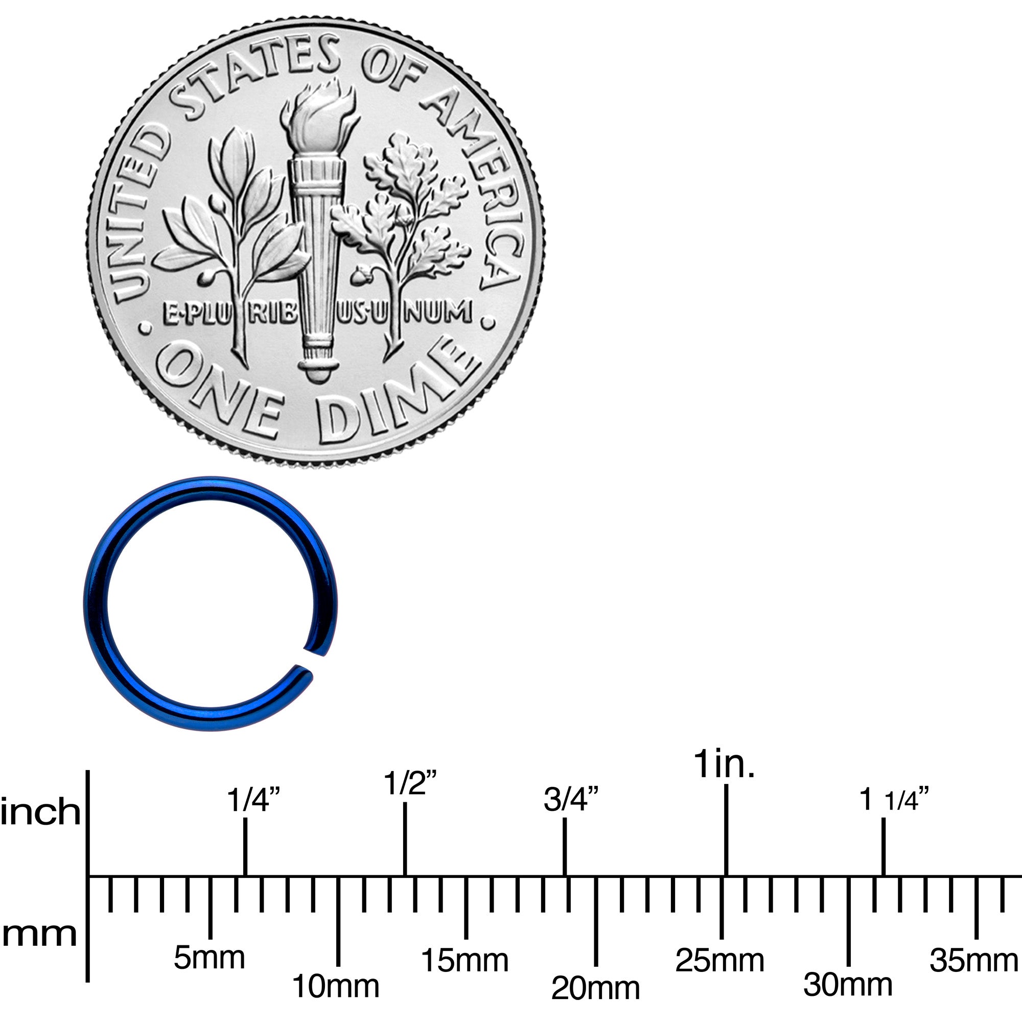 18G 5/16 Blue Tone Anodized Seamless Circular Ring Set of 12