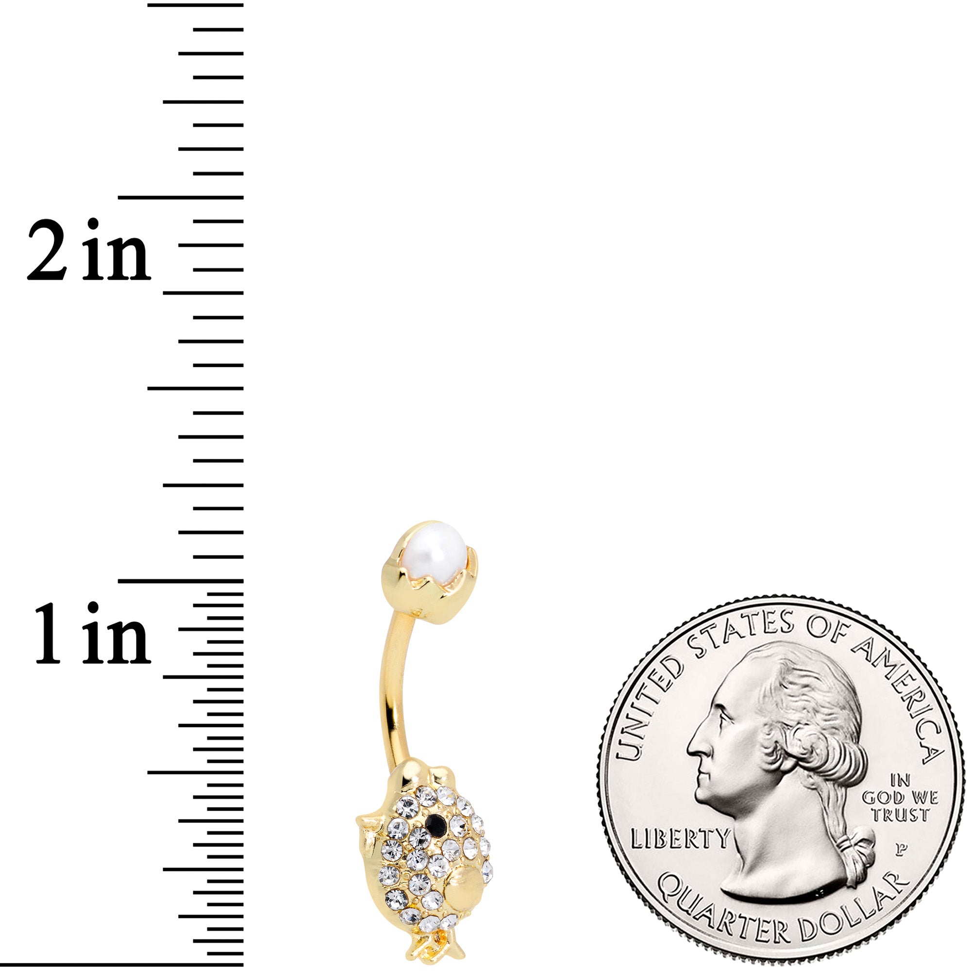 Clear Gem Gold Tone Egg Chick Belly Ring