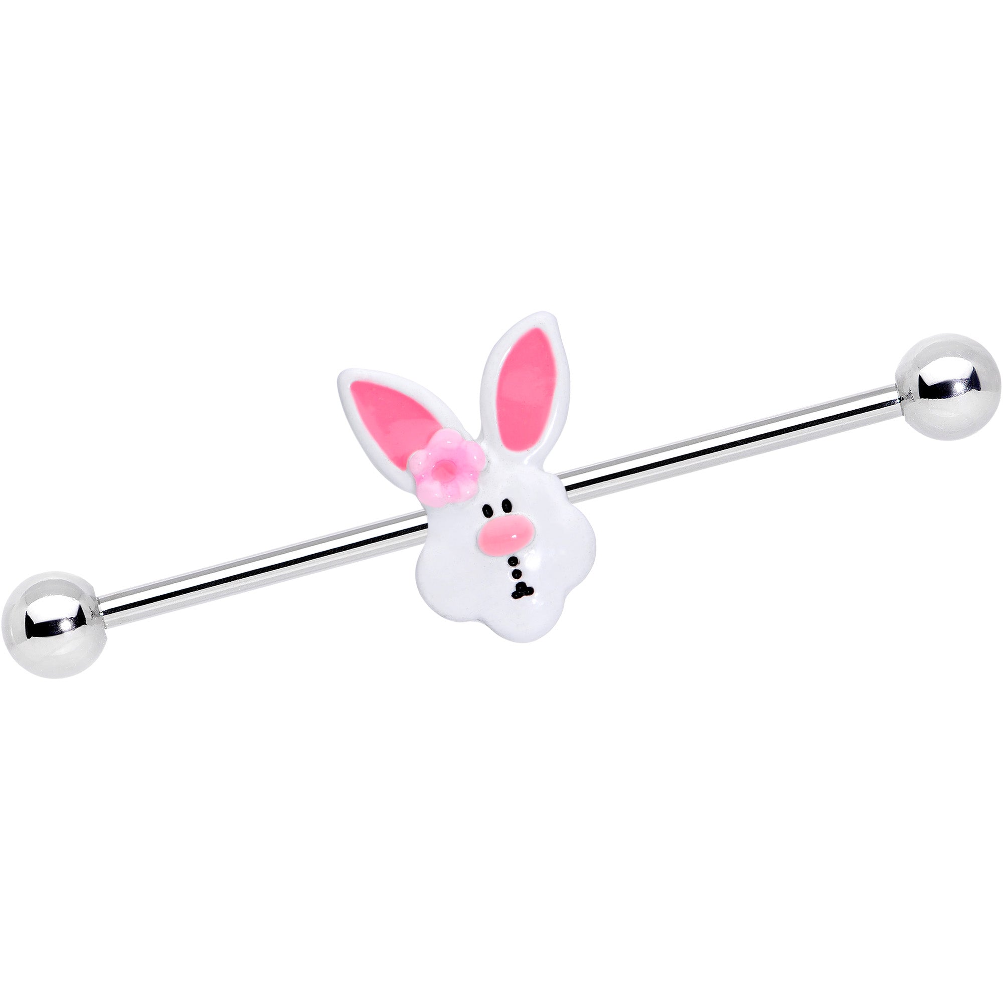 14G Easter Bunny Flower Industrial Barbell 38mm