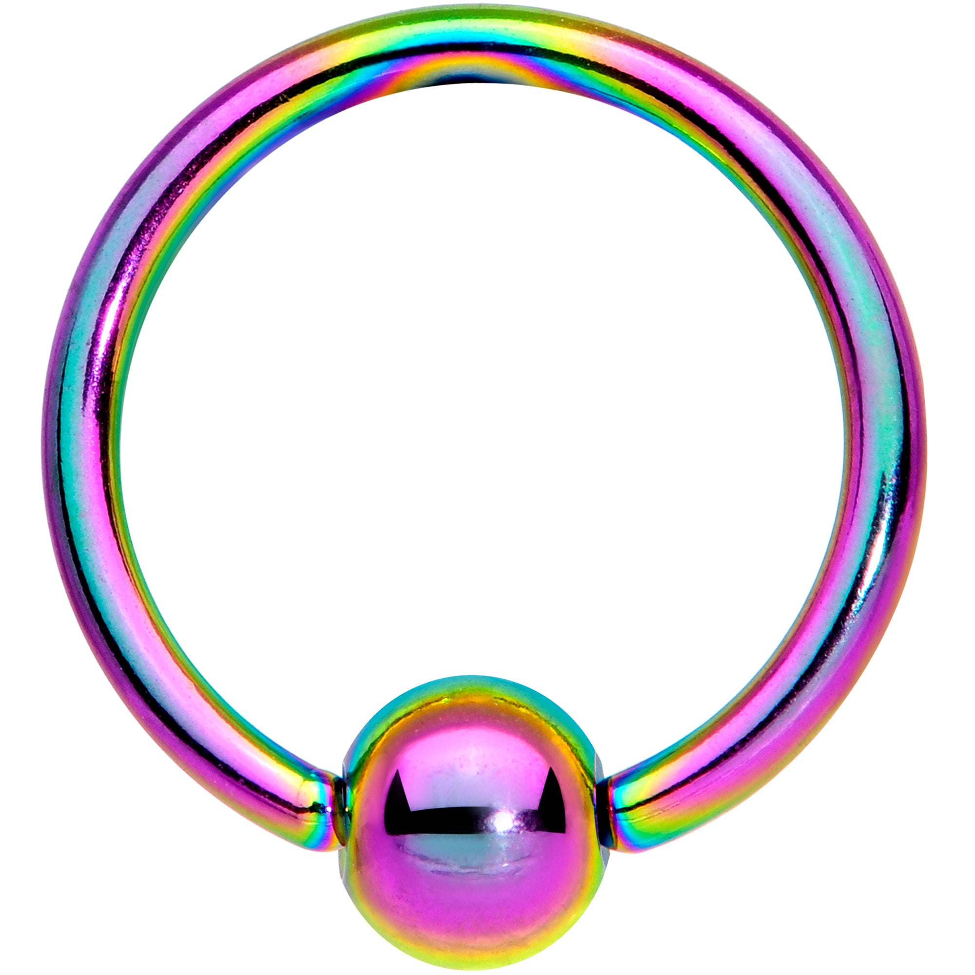 16G 3/8 Rainbow BCR Captive Bead Ring