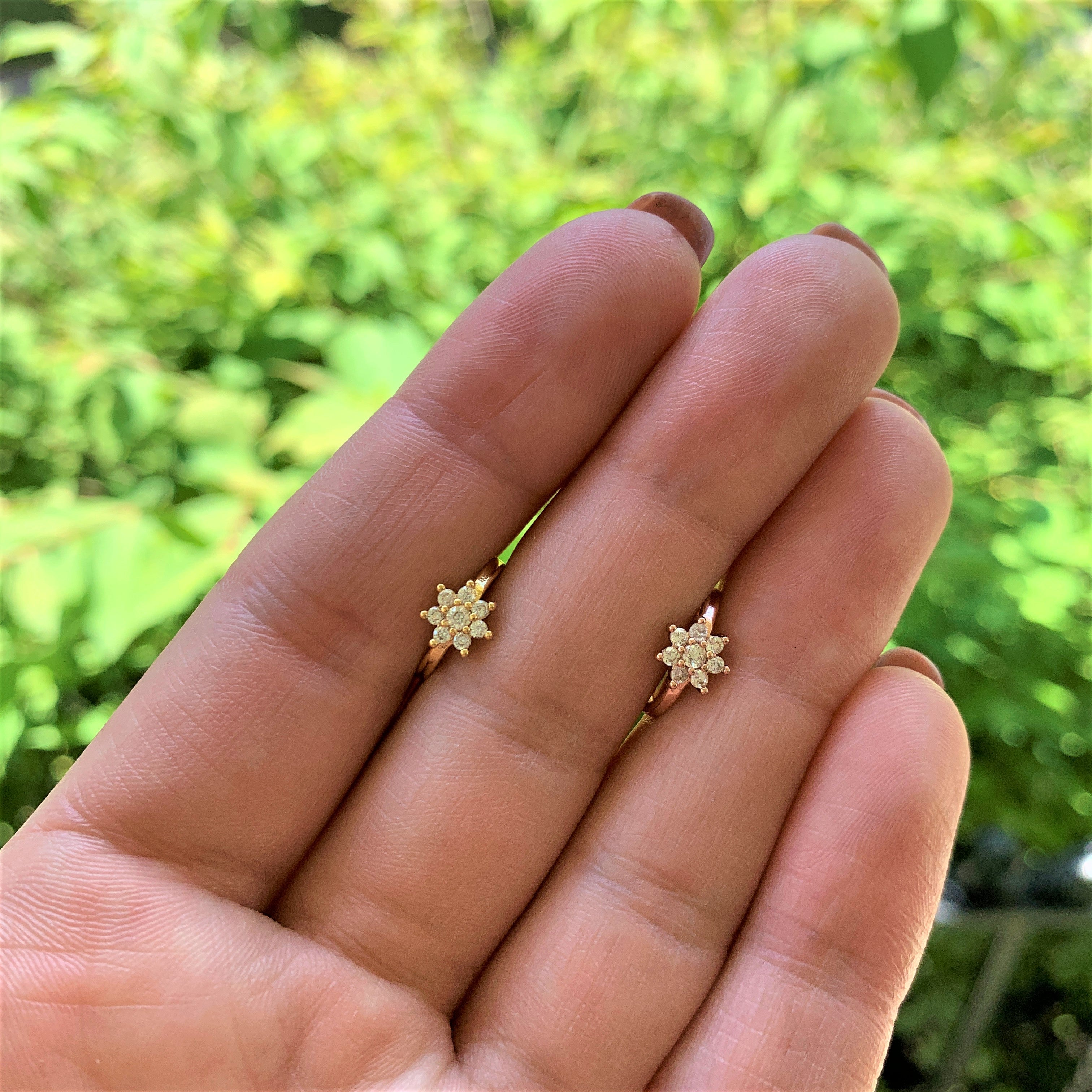 16G 3/8 Clear CZ Gem Rose Gold Tone Flower Hinged Segment Ring