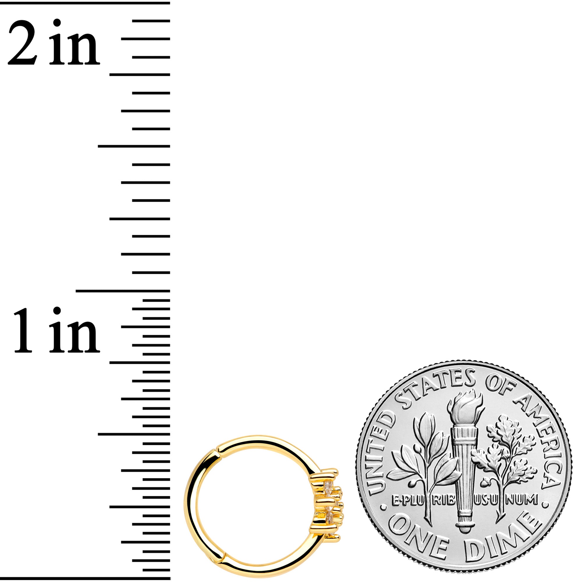 16G 3/8 Clear CZ Gem Gold Tone Flower Hinged Segment Ring