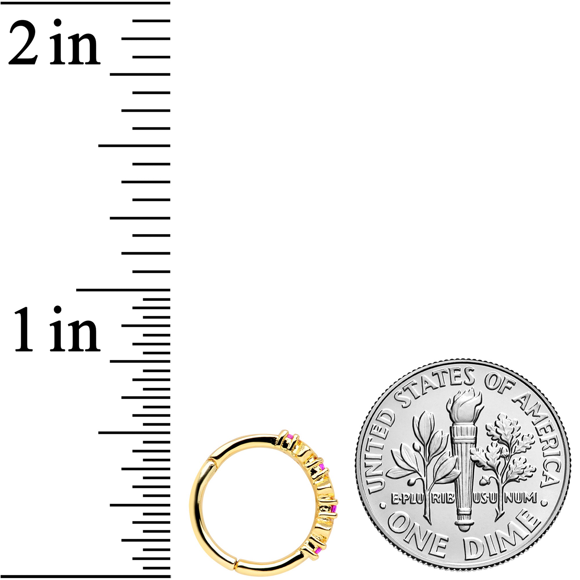 16G 3/8 Clear Red CZ Gem Gold Tone Hearts Hinged Segment Ring