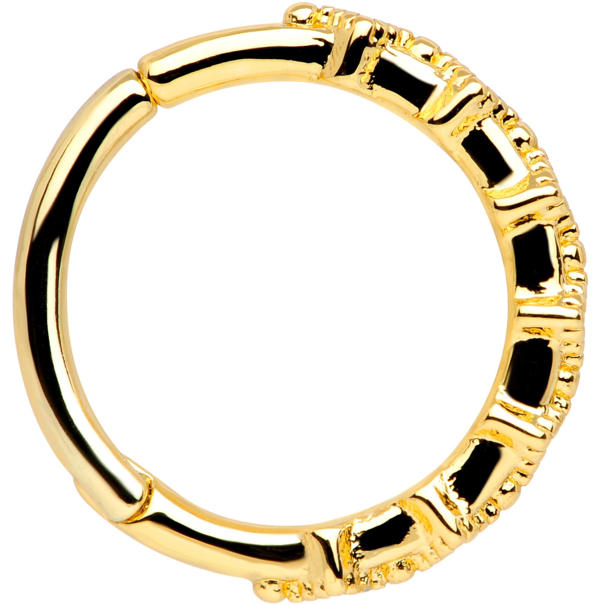 16G 3/8 Blue Gem Gold Tone Elegance Hinged Segment Ring