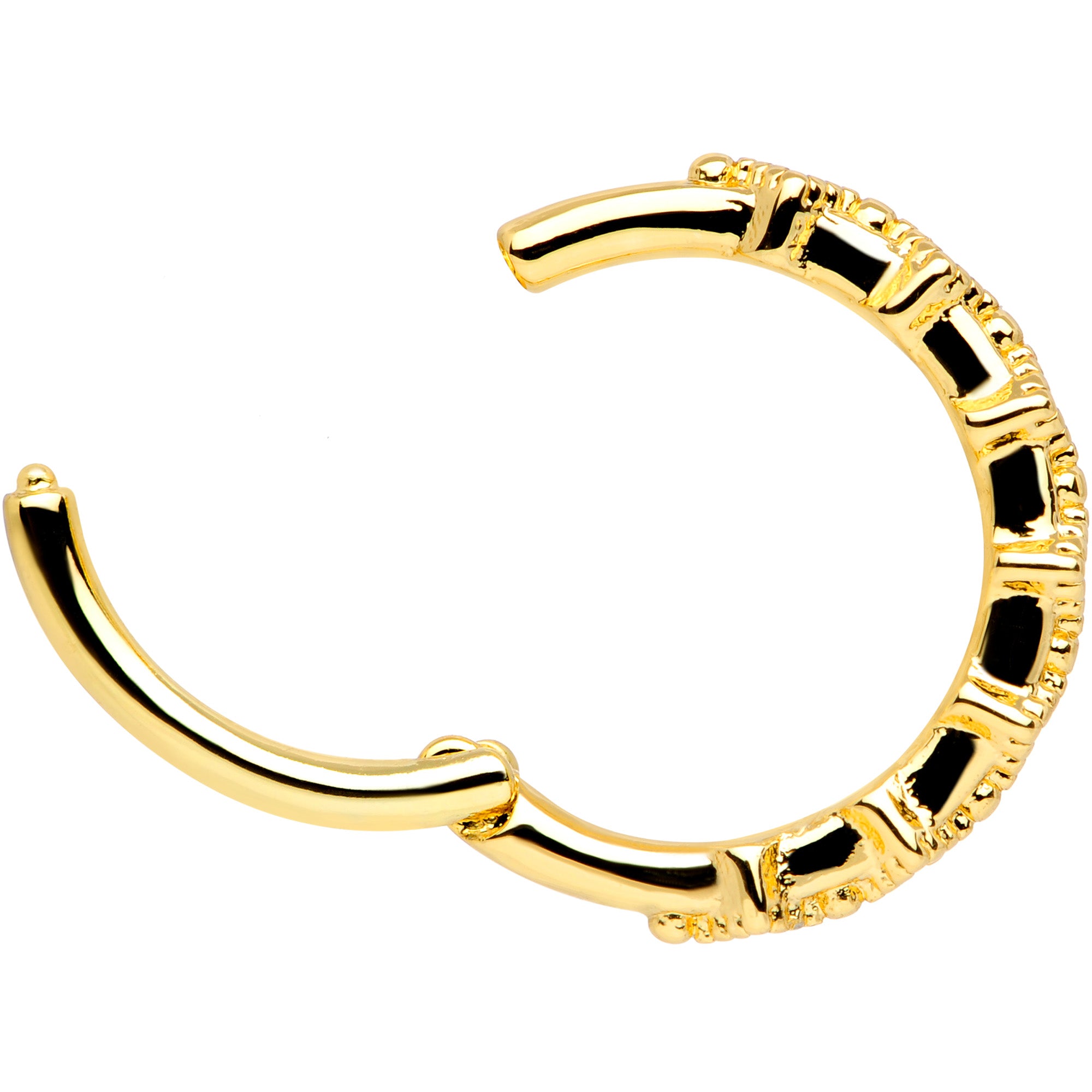 16G 3/8 Blue Gem Gold Tone Elegance Hinged Segment Ring