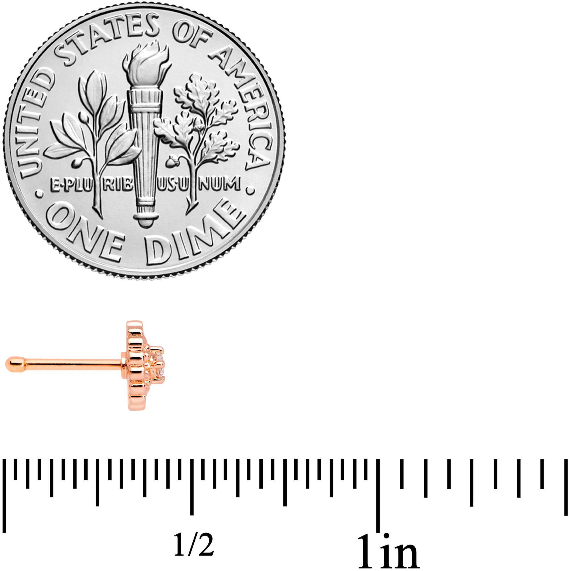 20G 5/16 Clear CZ Gem Rose Gold Tone Heart Love Nose Bone