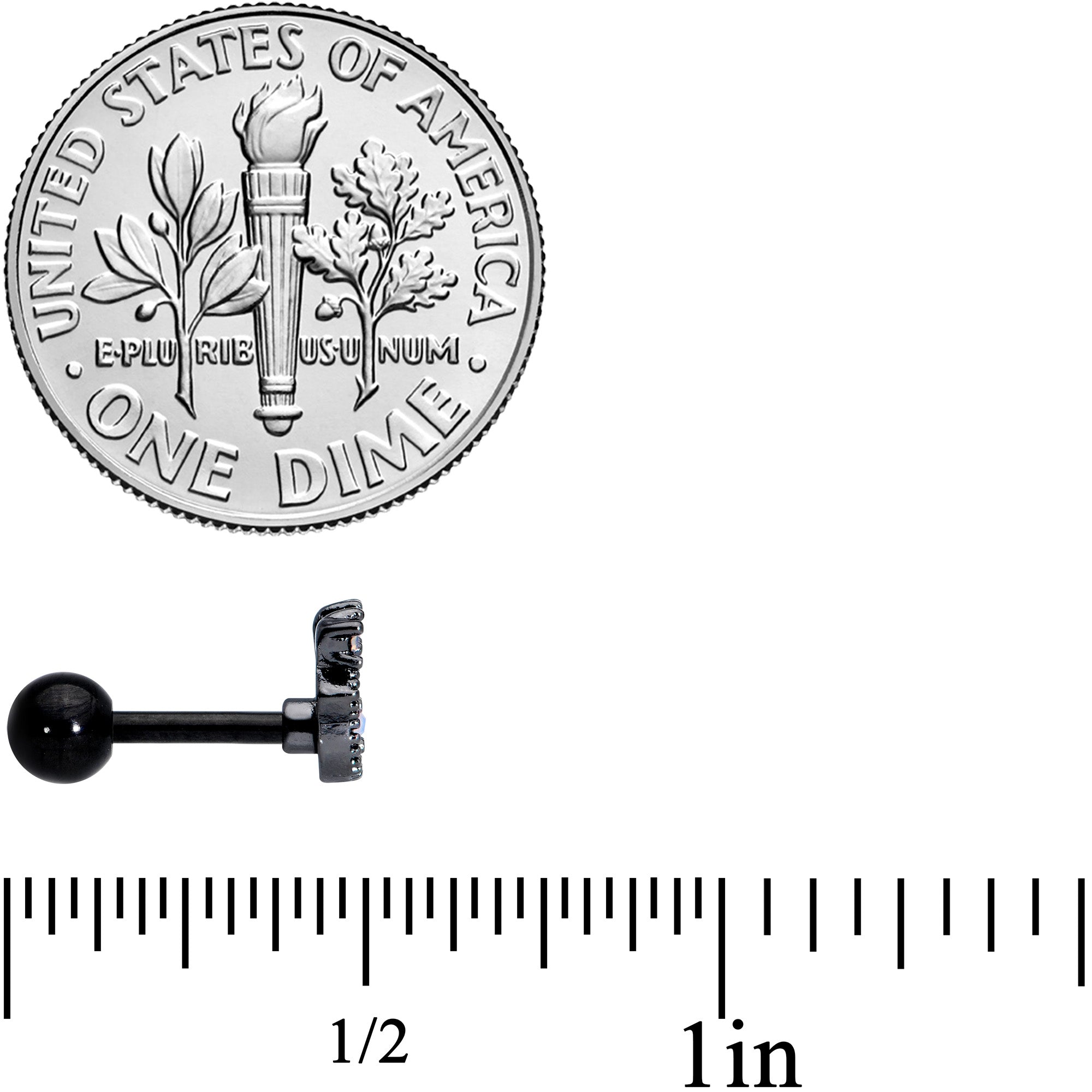 16G 1/4 Black White Faux Opal UFO Cartilage Tragus