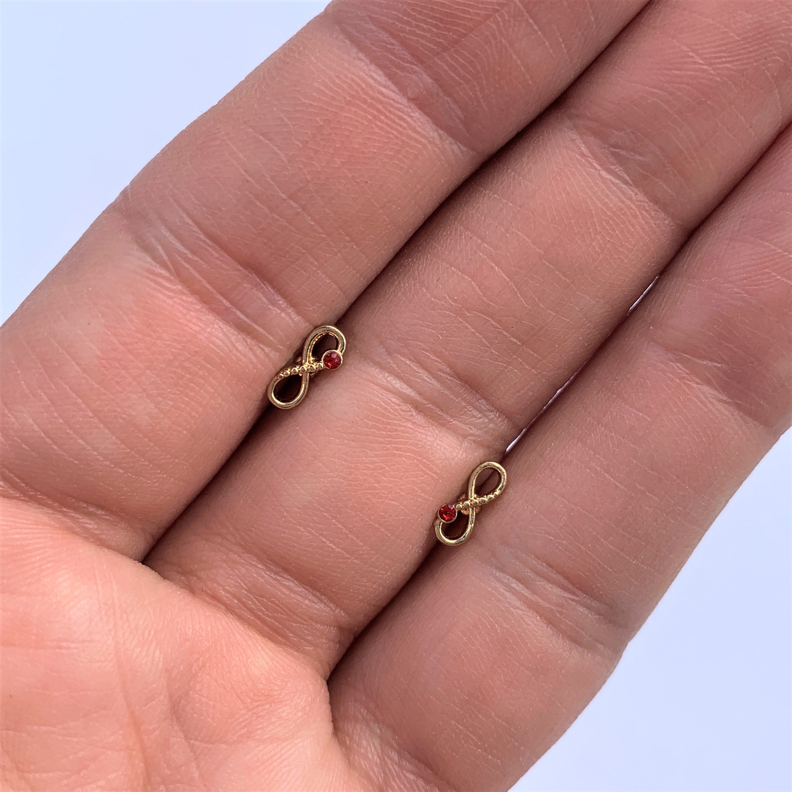 16G 5/16 Red Gem Gold Tone Infinity Love Labret Monroe Tragus