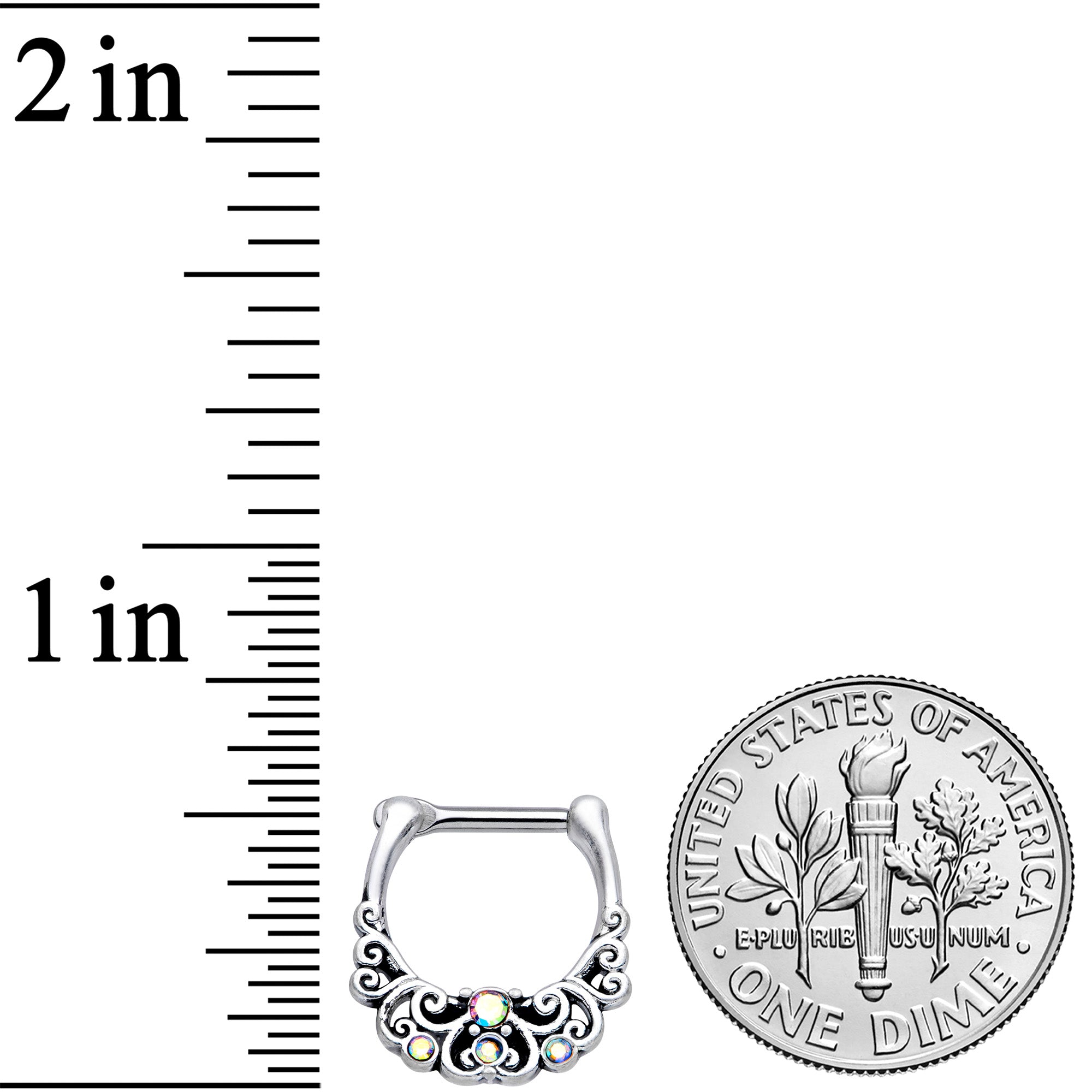 16G 3/8 Aurora Gem Scrolling Hearts Cartilage Clicker