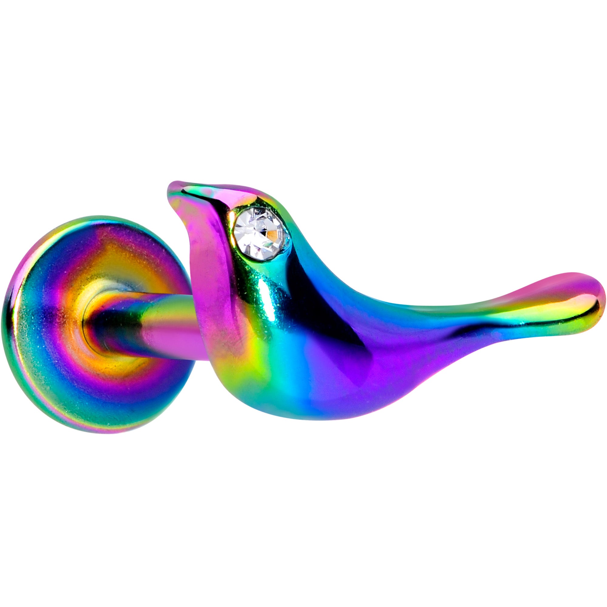 16G 1/4 Clear Gem Rainbow Bird Labret Monroe Tragus