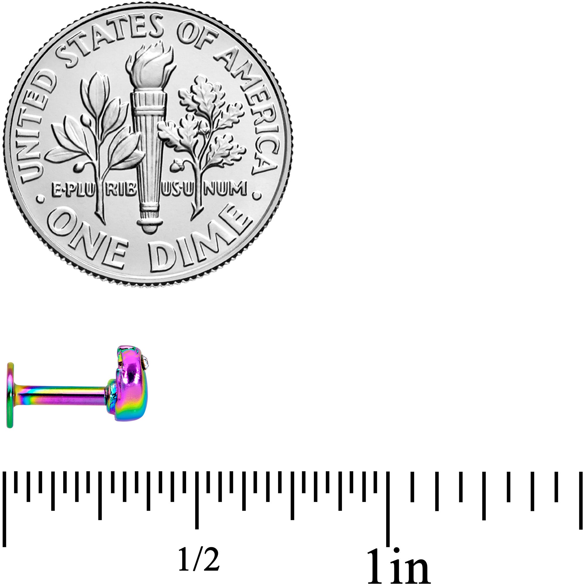 16G 1/4 Clear Gem Rainbow Bird Labret Monroe Tragus