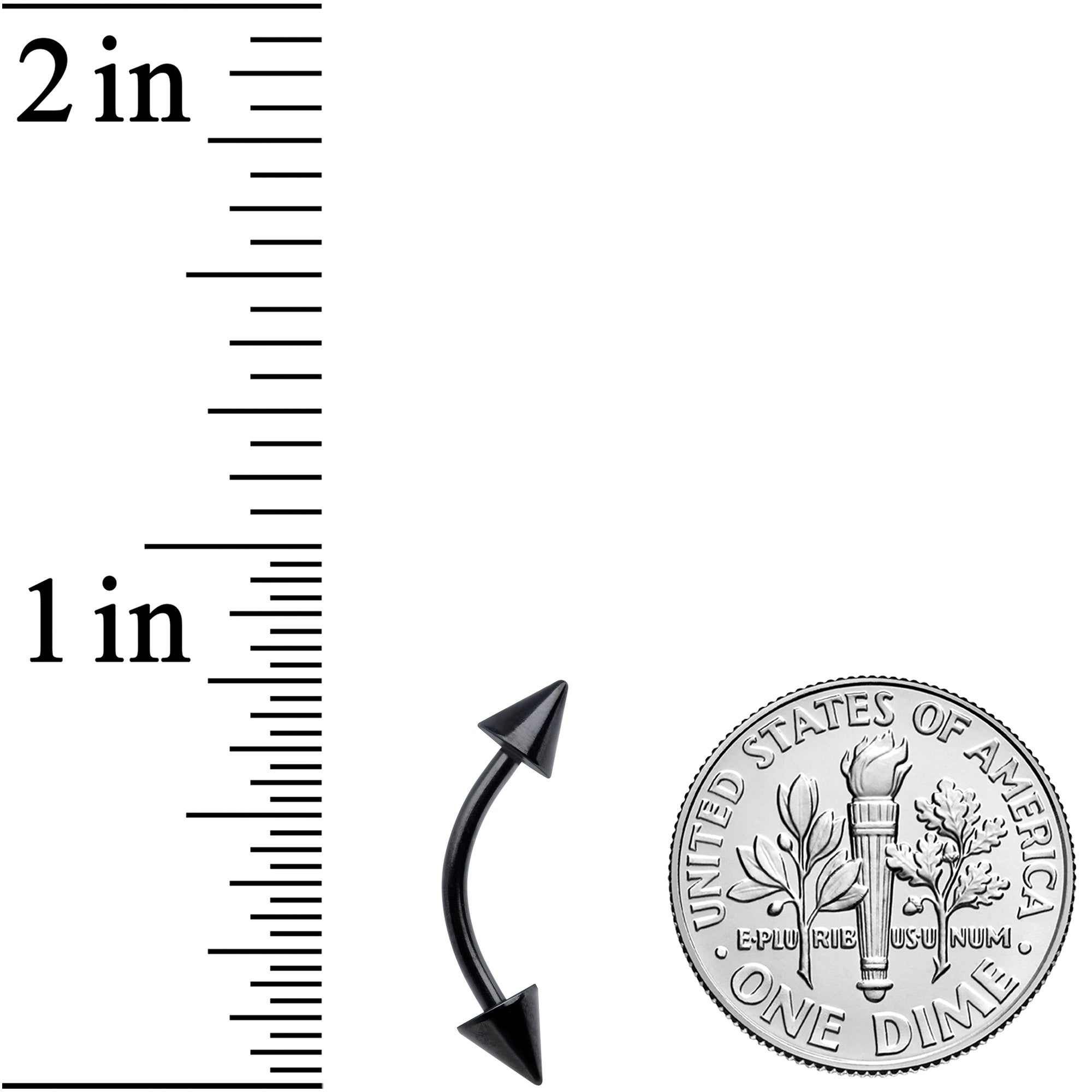 16G 3/8 Black Anodized Cone End Curved Eyebrow Ring