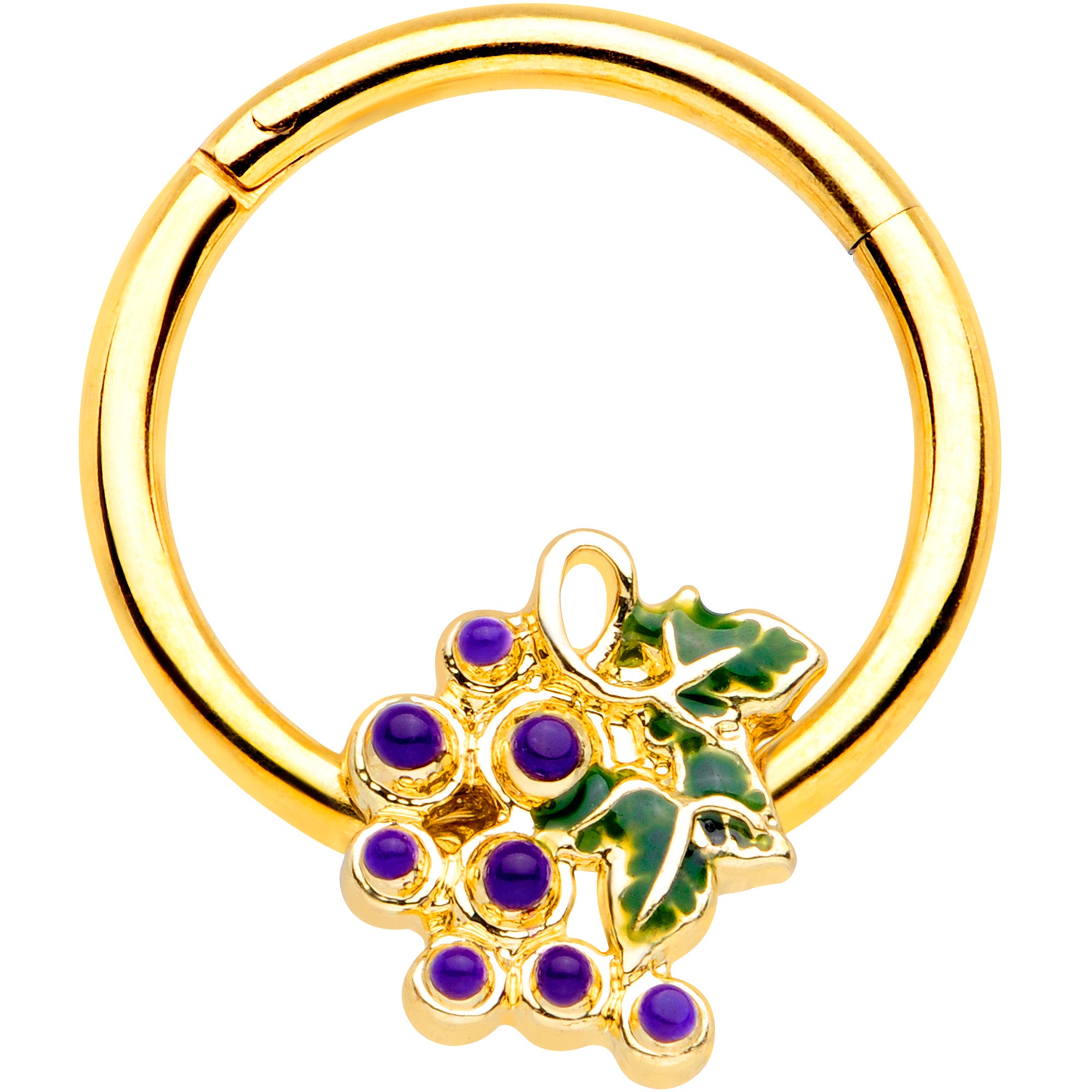 16G 3/8 Gold Tone Yummy Grapes Septum Ring